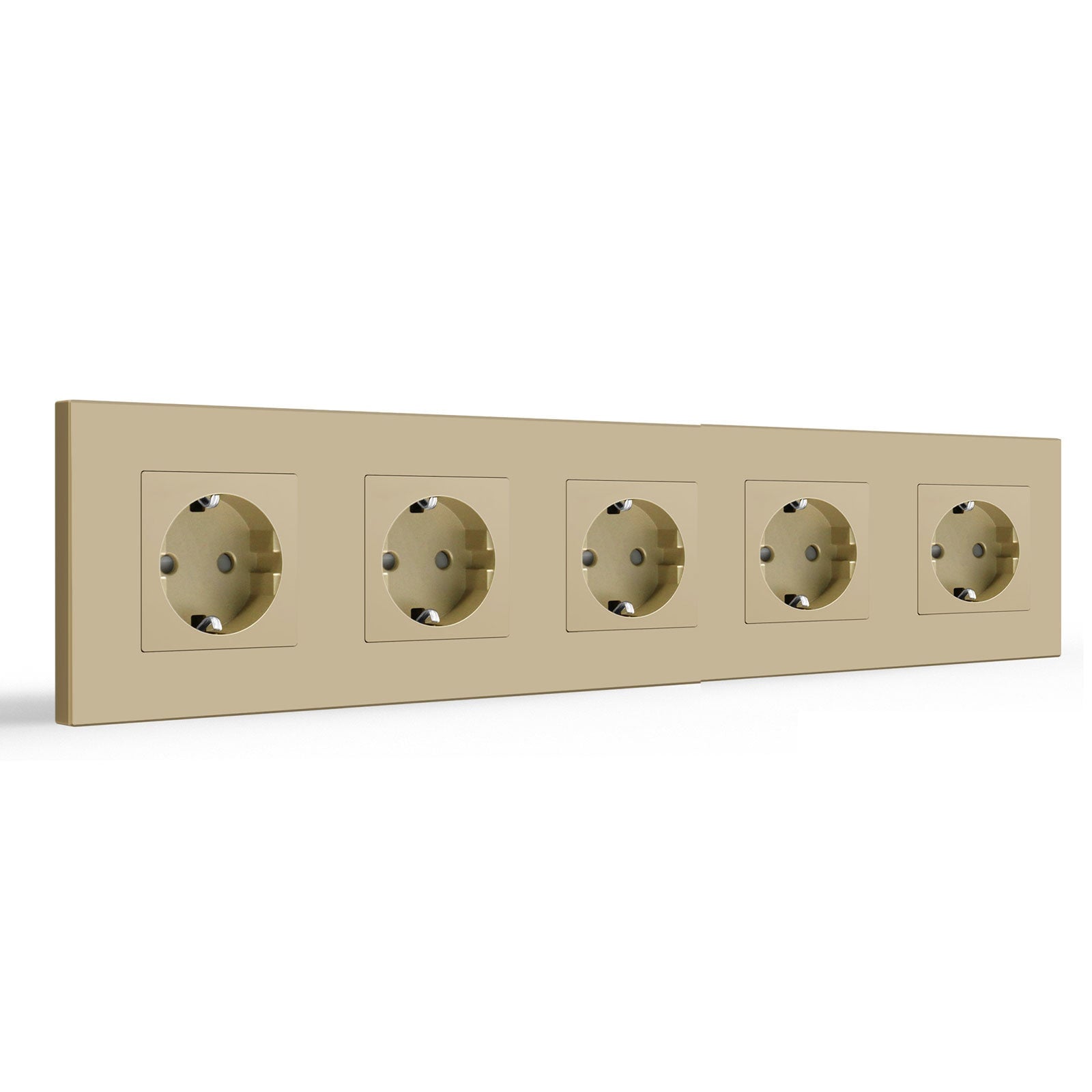 Tomada de parede UE BSEED, painel de vidro, 16A, conjunto de cinco tomadas com painel de plástico dourado Bseedswitch
