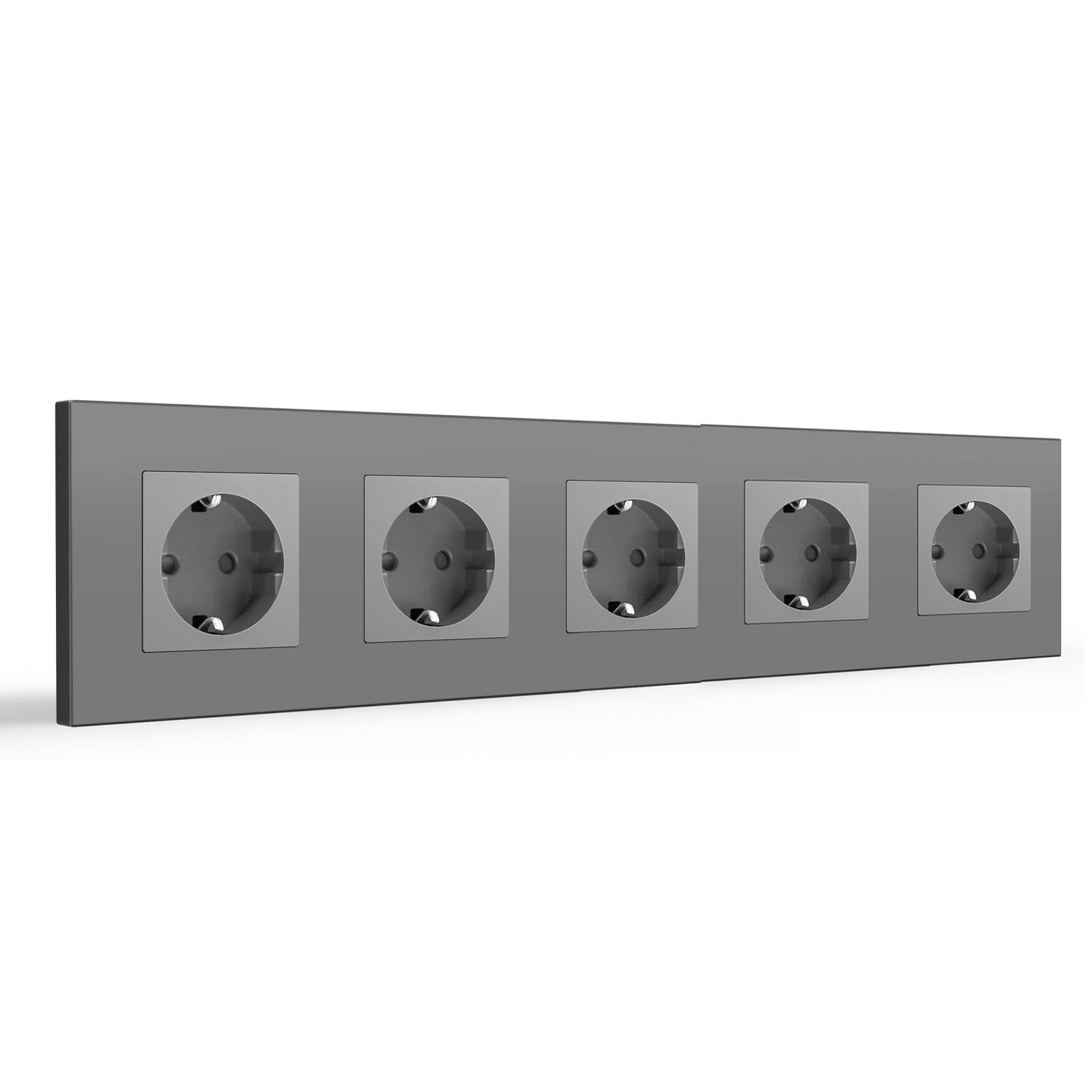 Tomada de parede UE BSEED, painel de vidro, 16A, conjunto de 5 tomadas com painel de plástico cinzento Bseedswitch