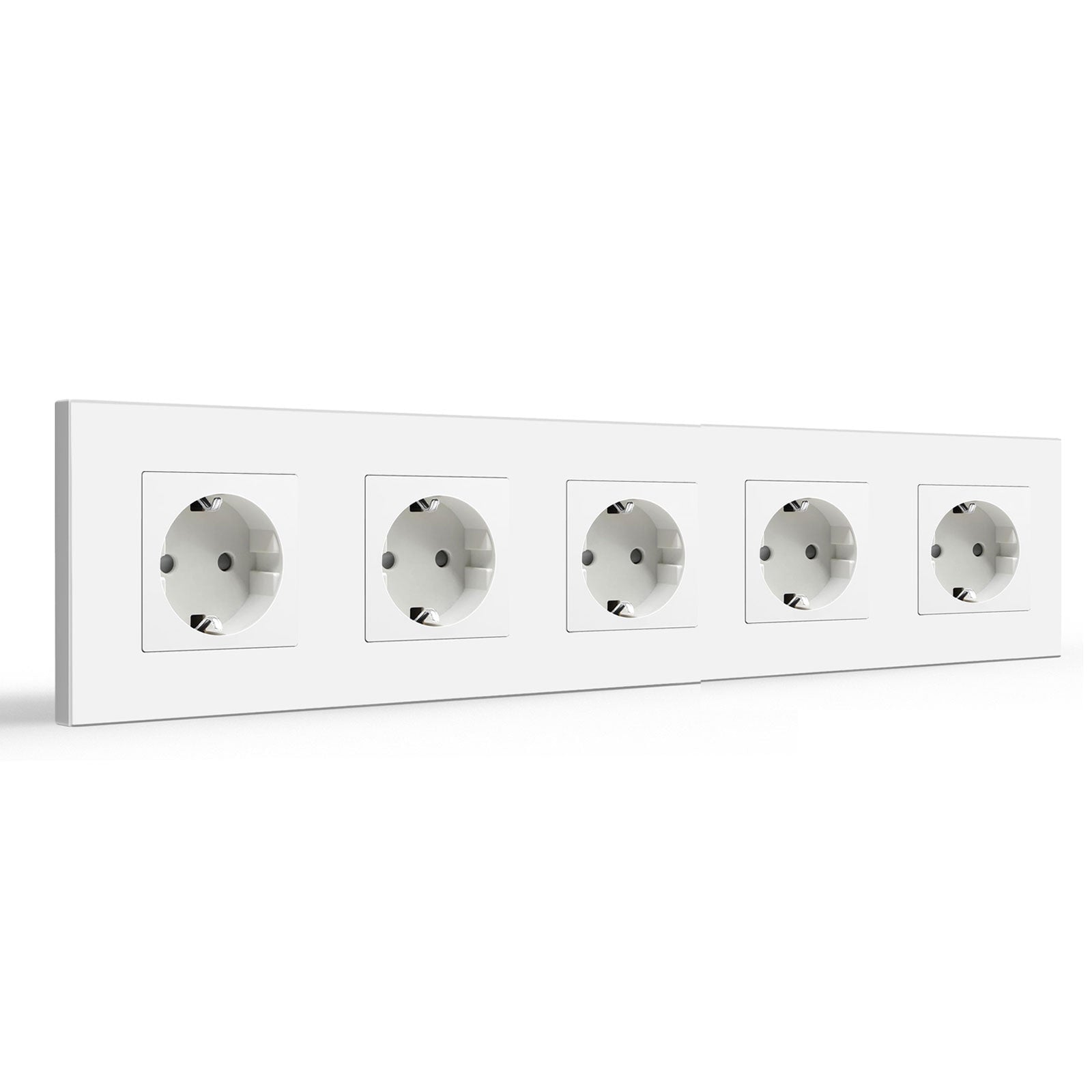 Tomadas de parede elétricas BSEED EU com painel de vidro, 16A, tomadas e fichas de alimentação, painel de plástico quíntuplo branco Bseedswitch