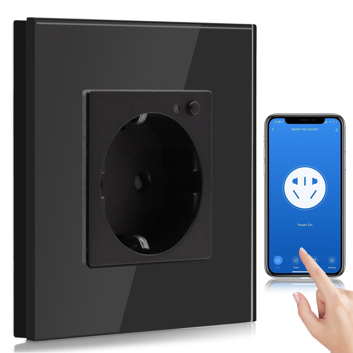 BSEED Wifi EU Wall Sockets Single Power Outlets Kids Protection Power Outlets & Sockets Bseedswitch black Single 