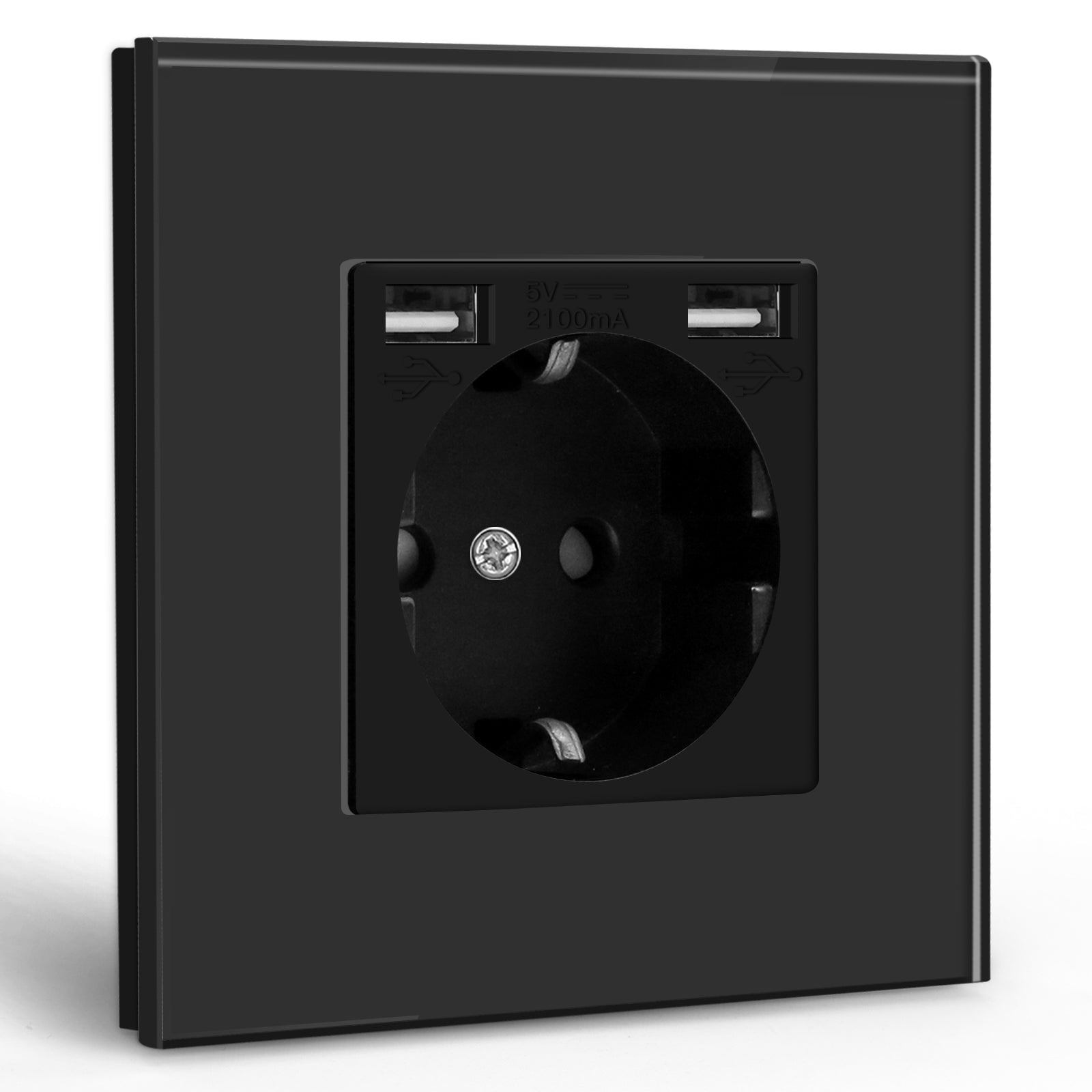 BSEED EU Sockets with 2.1A Double USB Port Interface Outlet Wall Socket Power Outlets & Sockets Bseedswitch Black Single 