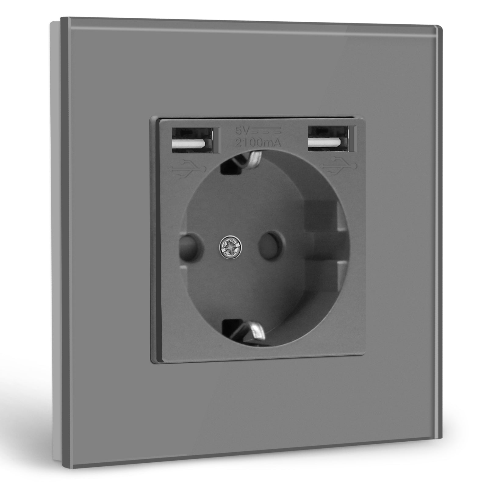 BSEED EU Sockets with 2.1A Double USB Port Interface Outlet Wall Socket Power Outlets & Sockets Bseedswitch Grey Single 