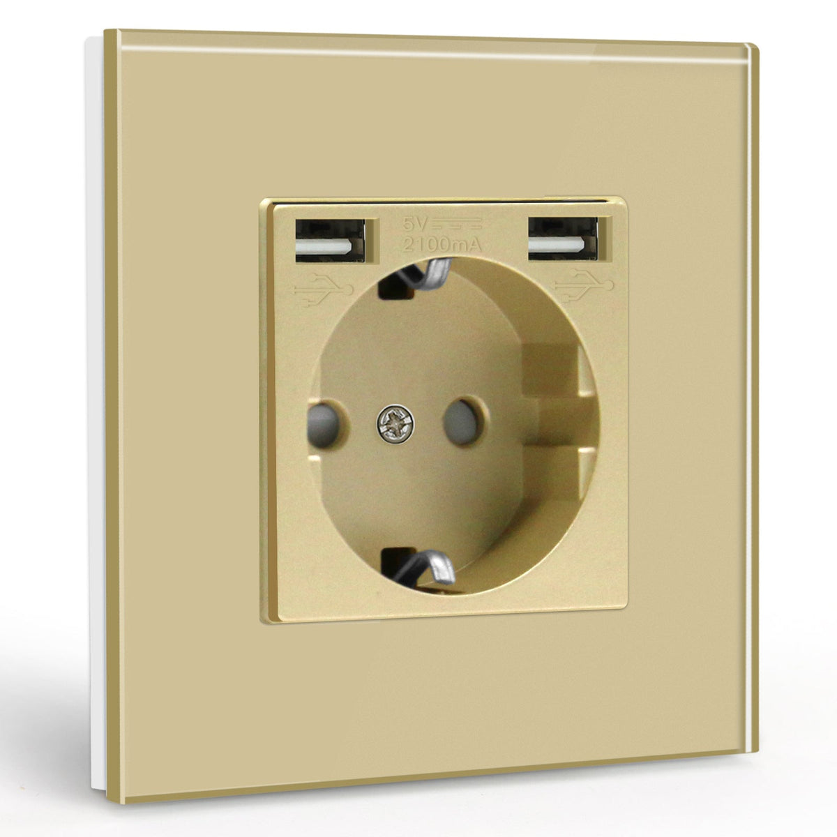 BSEED EU Sockets with 2.1A Double USB Port Interface Outlet Wall Socket Power Outlets & Sockets Bseedswitch Gold Single 