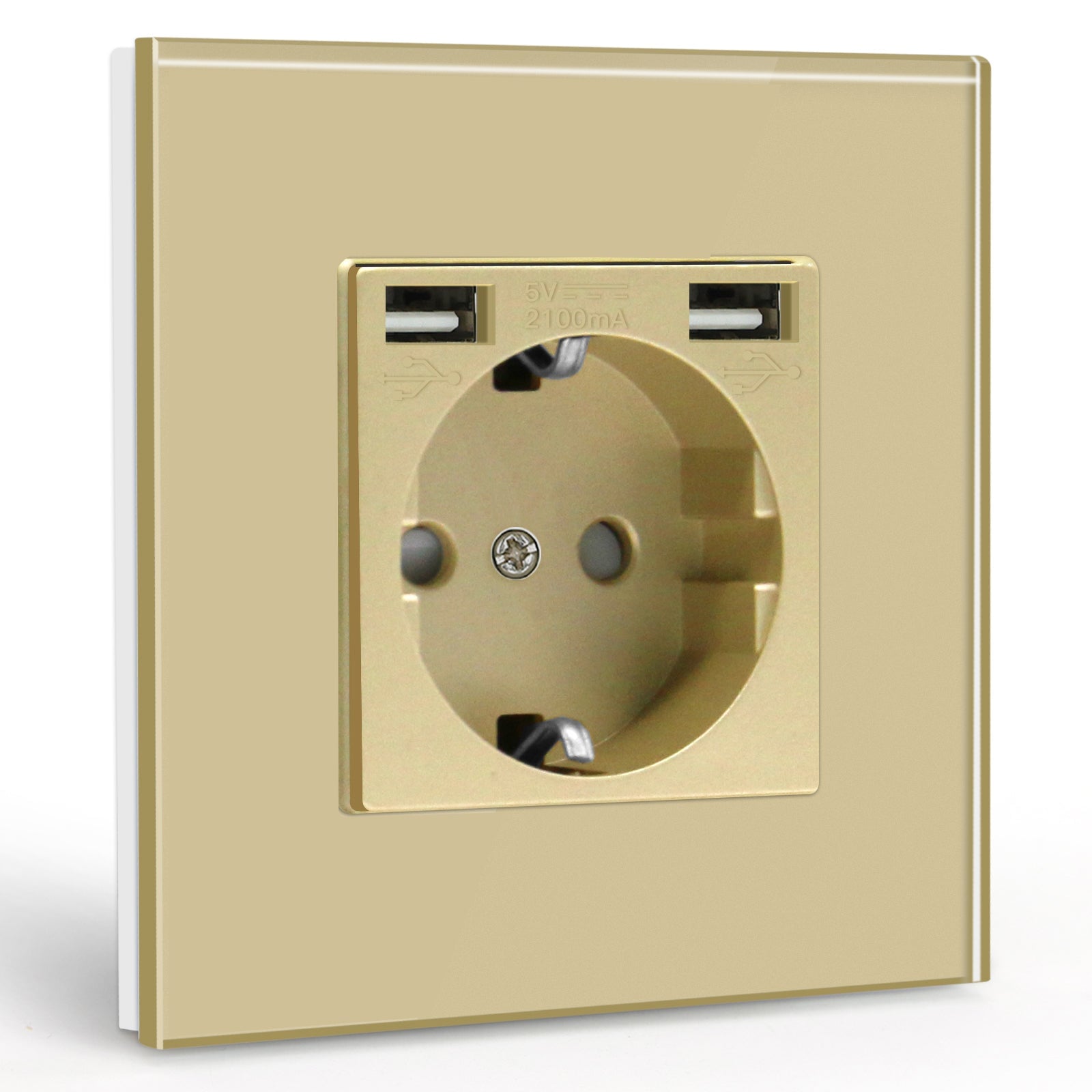 BSEED EU Sockets with 2.1A Double USB Port Interface Outlet Wall Socket Power Outlets & Sockets Bseedswitch Gold Single 