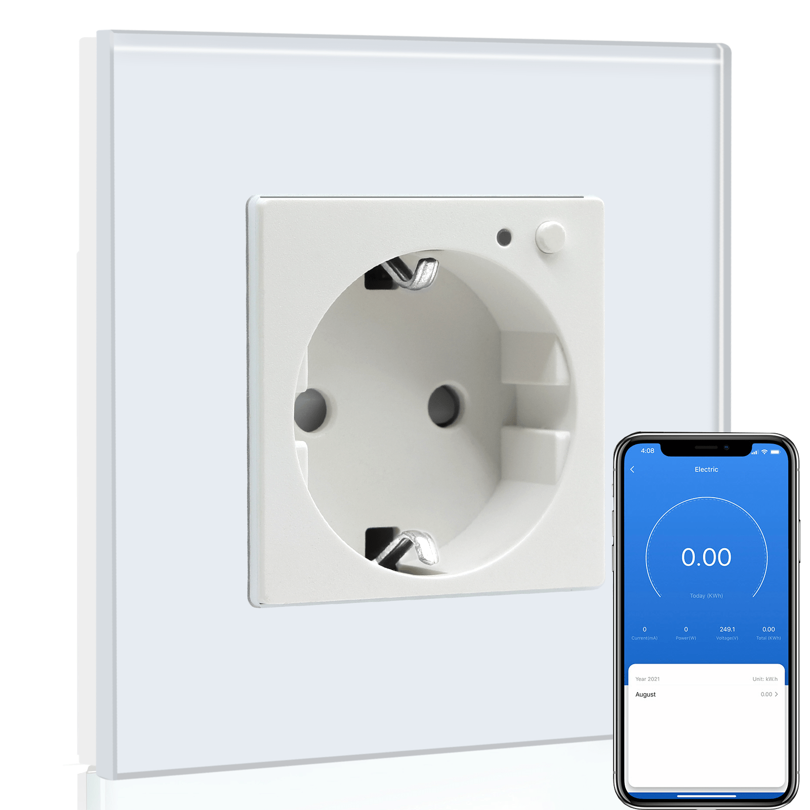 Bseed Wifi EU Standard Socket Wall Sockets With Energy Monitoring Power Outlets & Sockets Bseedswitch White Single 