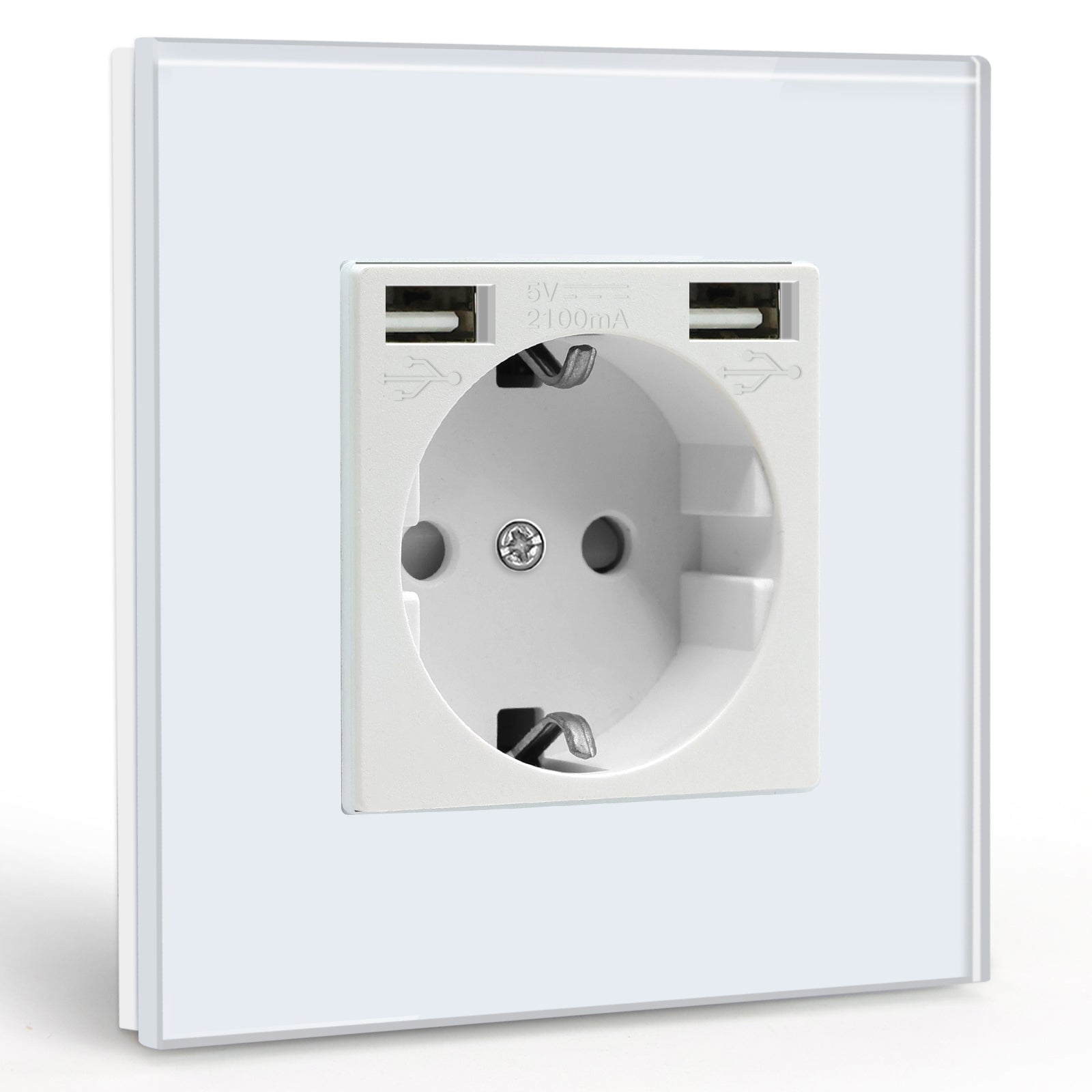BSEED EU Sockets with 2.1A Double USB Port Interface Outlet Wall Socket Power Outlets & Sockets Bseedswitch White Single 