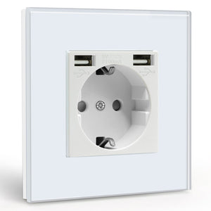 BSEED EU Sockets with 2.1A Double USB Port Interface Outlet Wall Socket Power Outlets & Sockets Bseedswitch White Single 