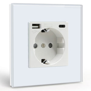 BSEED EU sockets with 2.1A Type-C Interface Outlet Wall Socket Power Outlets & Sockets Bseedswitch White Single 
