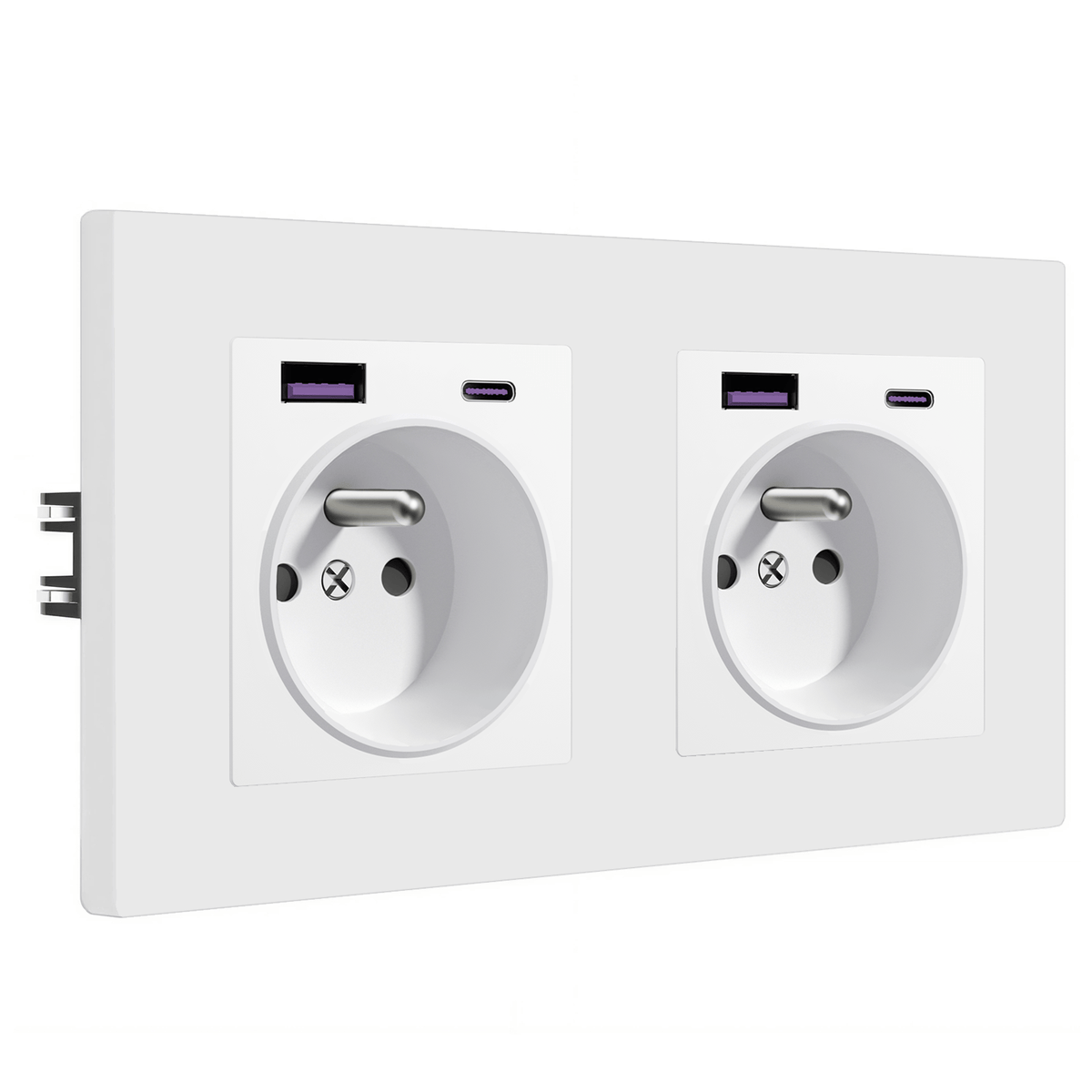 Prese elettriche da parete BSEED Heritage Series French con 20W USB-C con prese di corrente e interruttori Bseedswitch 