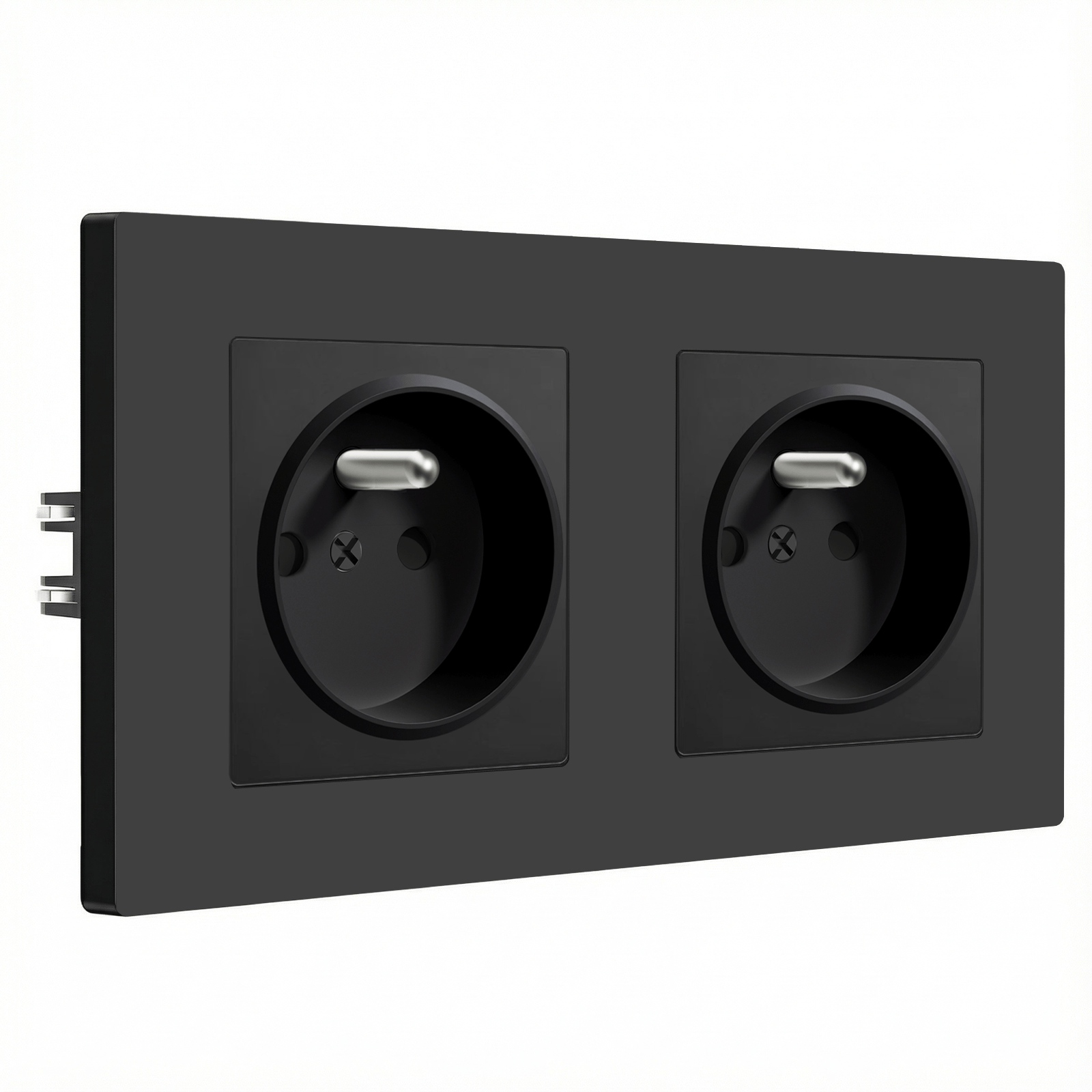 Tomadas de Parede BSEED Heritage Series França com Tecnologia de Garra Tomadas de Corrente 16A e Tomadas Bseedswitch Duplo Plástico Preto