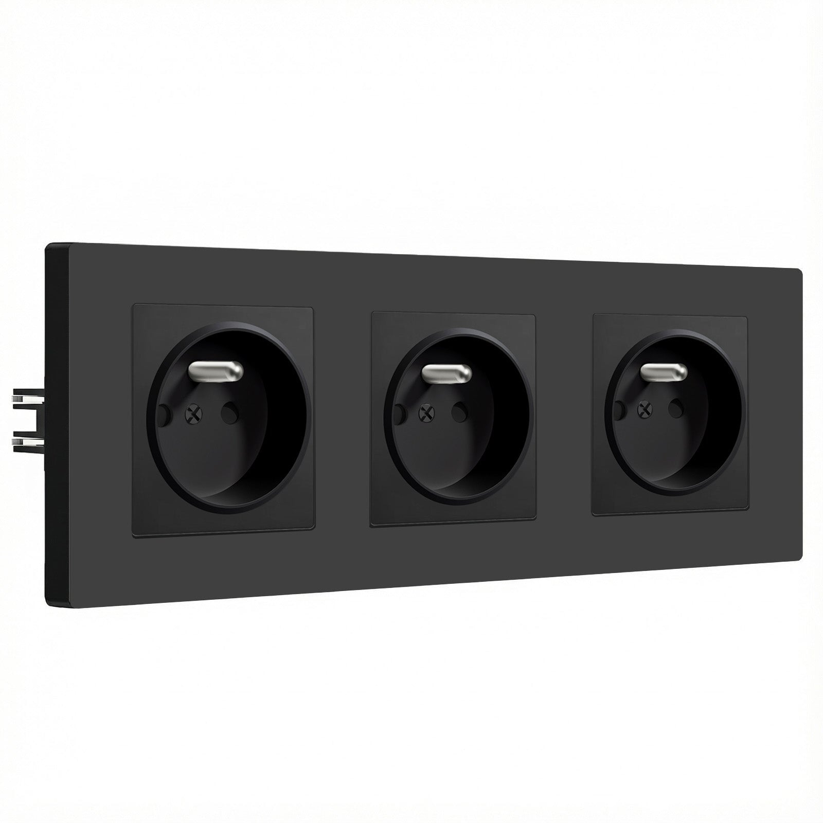 Tomadas de Parede BSEED Heritage Series França com Tecnologia de Garra, Tomadas de Corrente 16A e Tomadas Bseedswitch Triplas de Plástico Preto