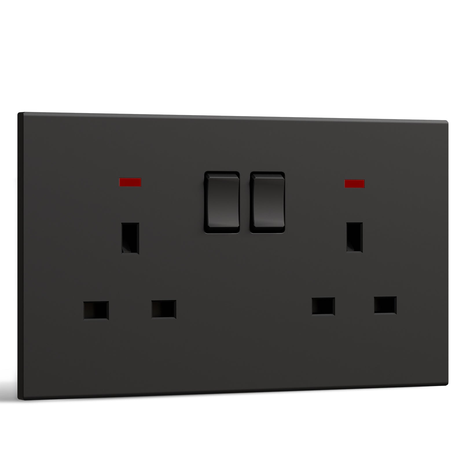 BSEED UK Standard 13A Socket Glossy plastic panel socket for home renovation switched socket for appliances Power Outlets & Sockets Bseedswitch black 1 PCS/Pack Double Socket