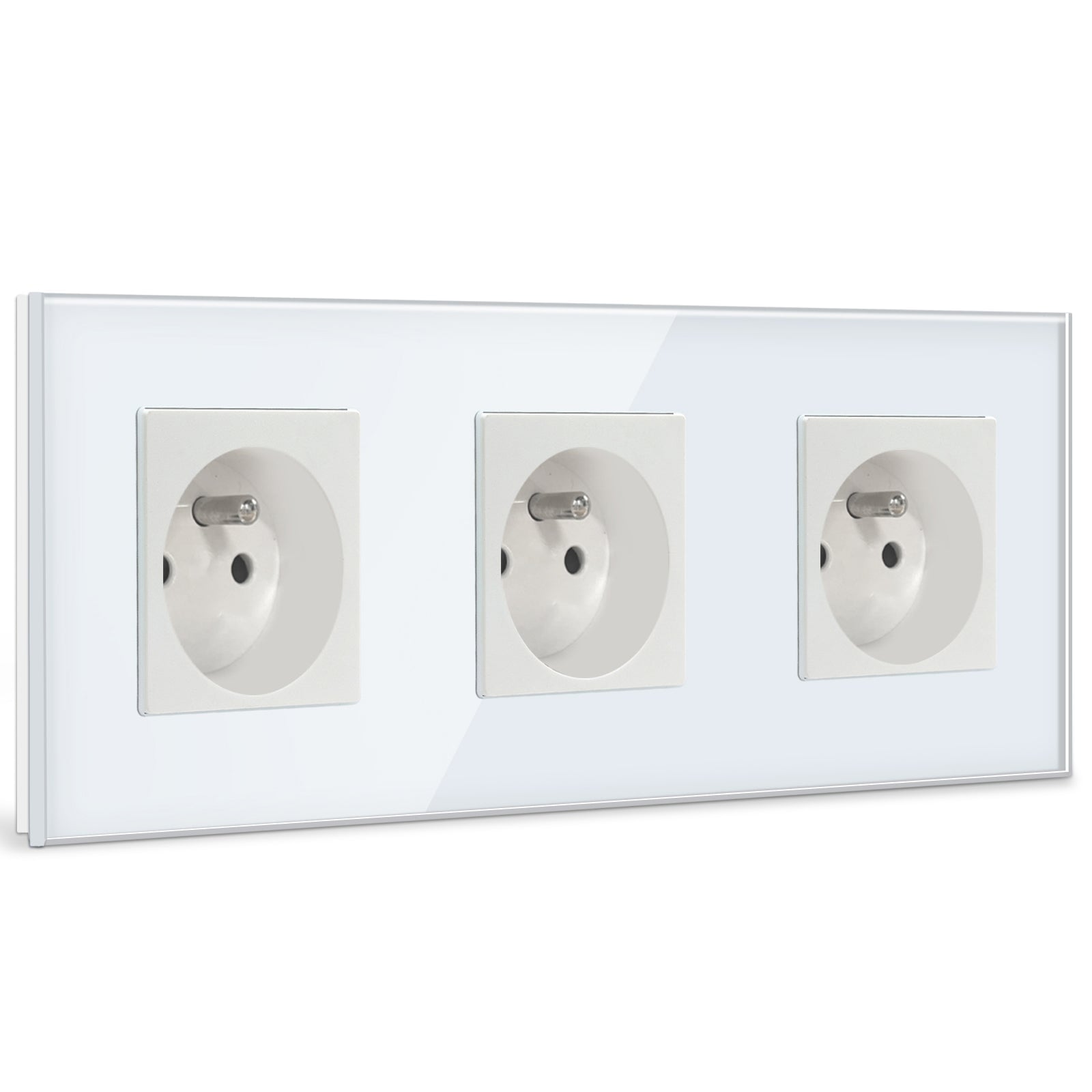 BSEED FR Wall Sockets Power Outlets Kids Protection 16A Wall Plates & Covers Bseedswitch white Glass Triple