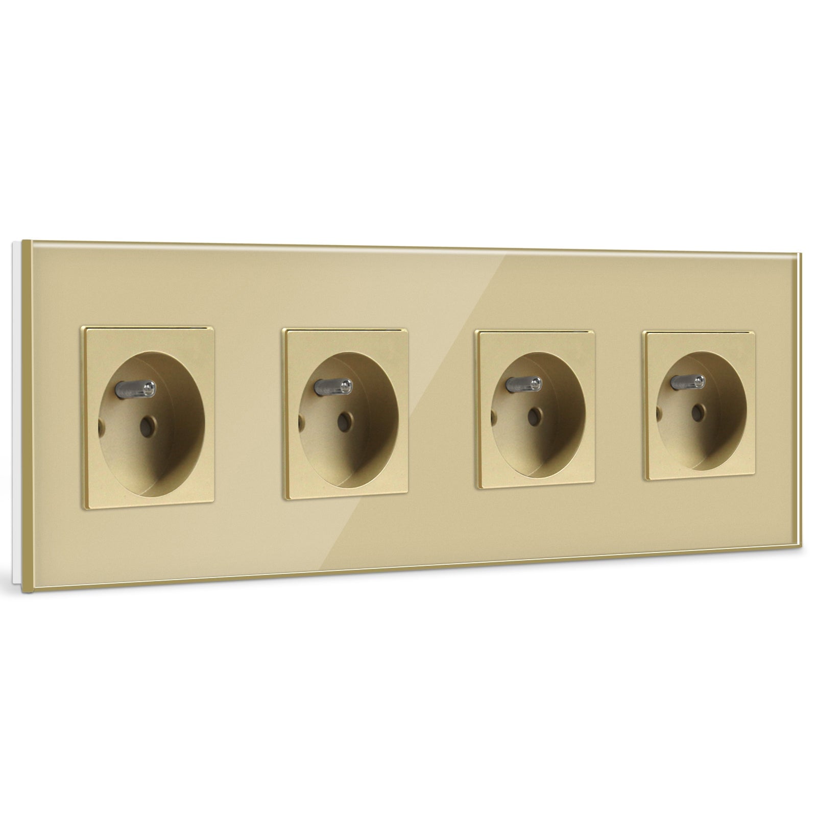 BSEED FR Wall Sockets Power Outlets Kids Protection 16A Wall Plates & Covers Bseedswitch gold Glass Quadruple