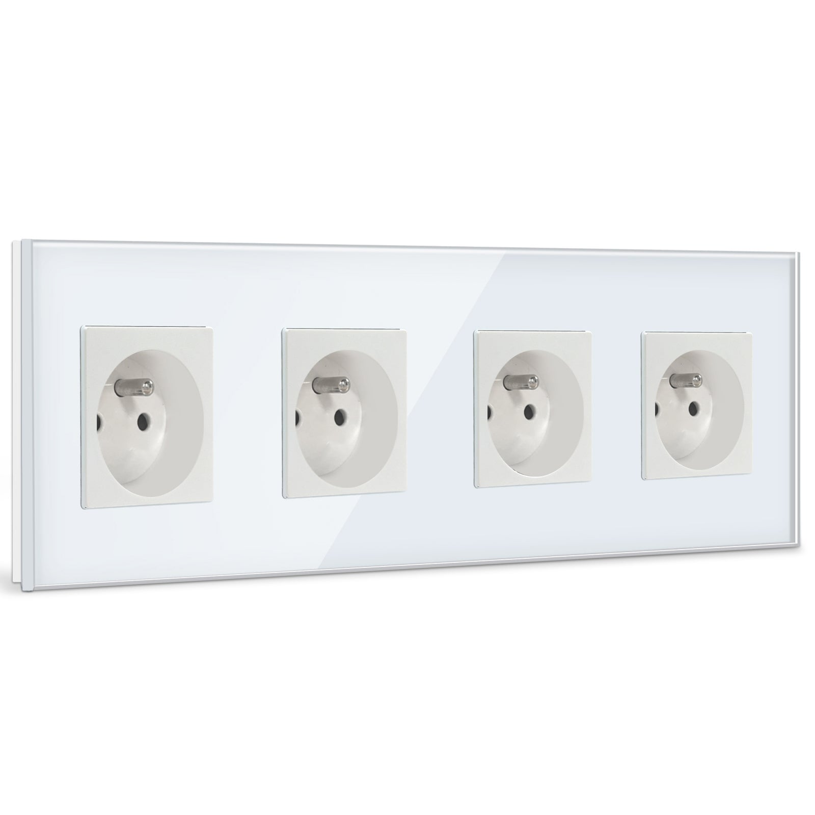 BSEED FR Wall Sockets Power Outlets Kids Protection 16A Wall Plates & Covers Bseedswitch white Glass Quadruple