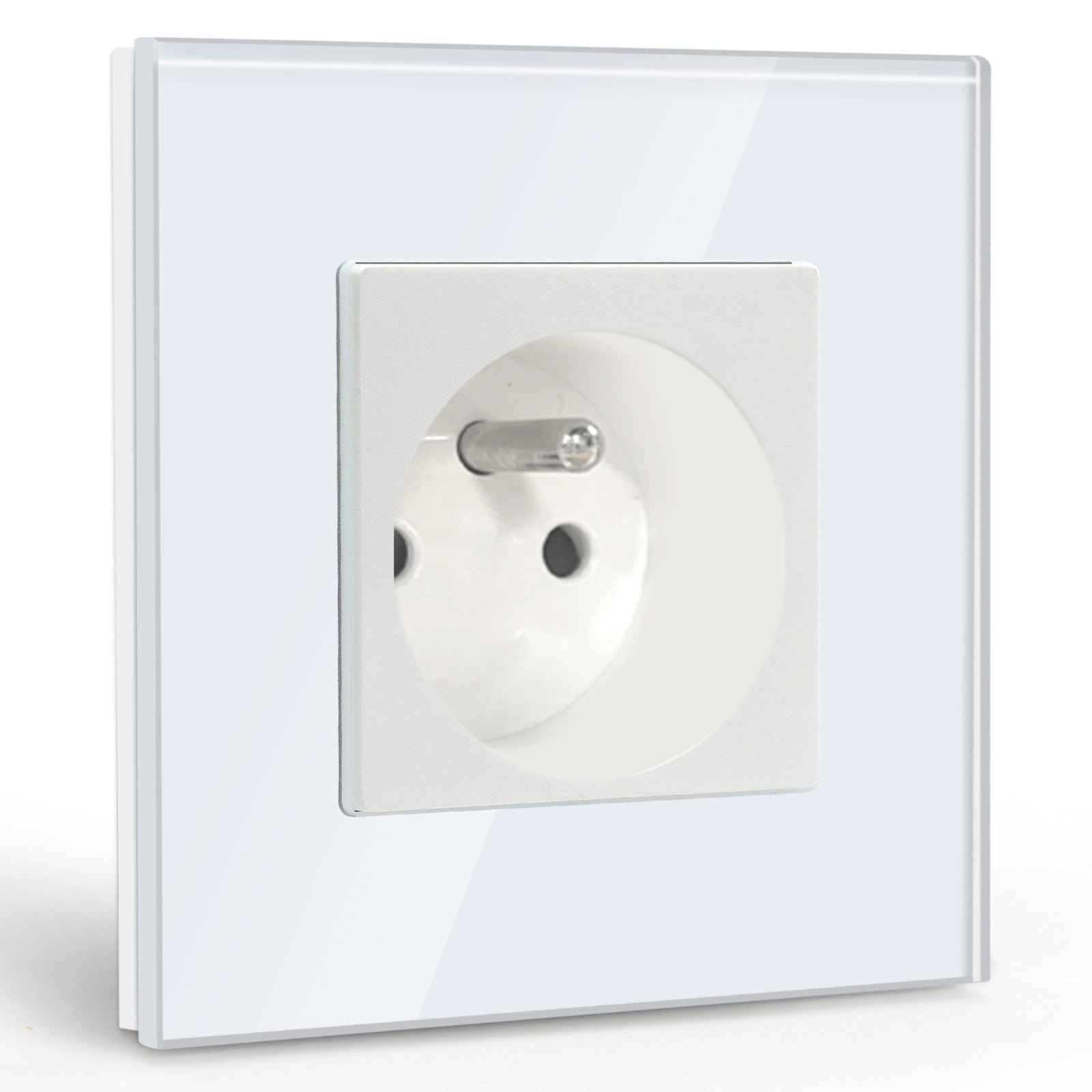 BSEED FR Wall Sockets Power Outlets Kids Protection 16A Wall Plates & Covers Bseedswitch white Glass Single