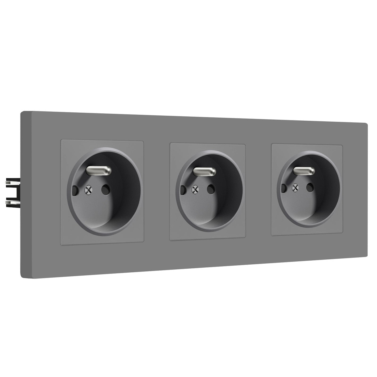 Tomadas de Parede BSEED Heritage Series França com Tecnologia de Garra Tomadas de Corrente 16A e Tomadas Bseedswitch Plástico Cinza Triplo