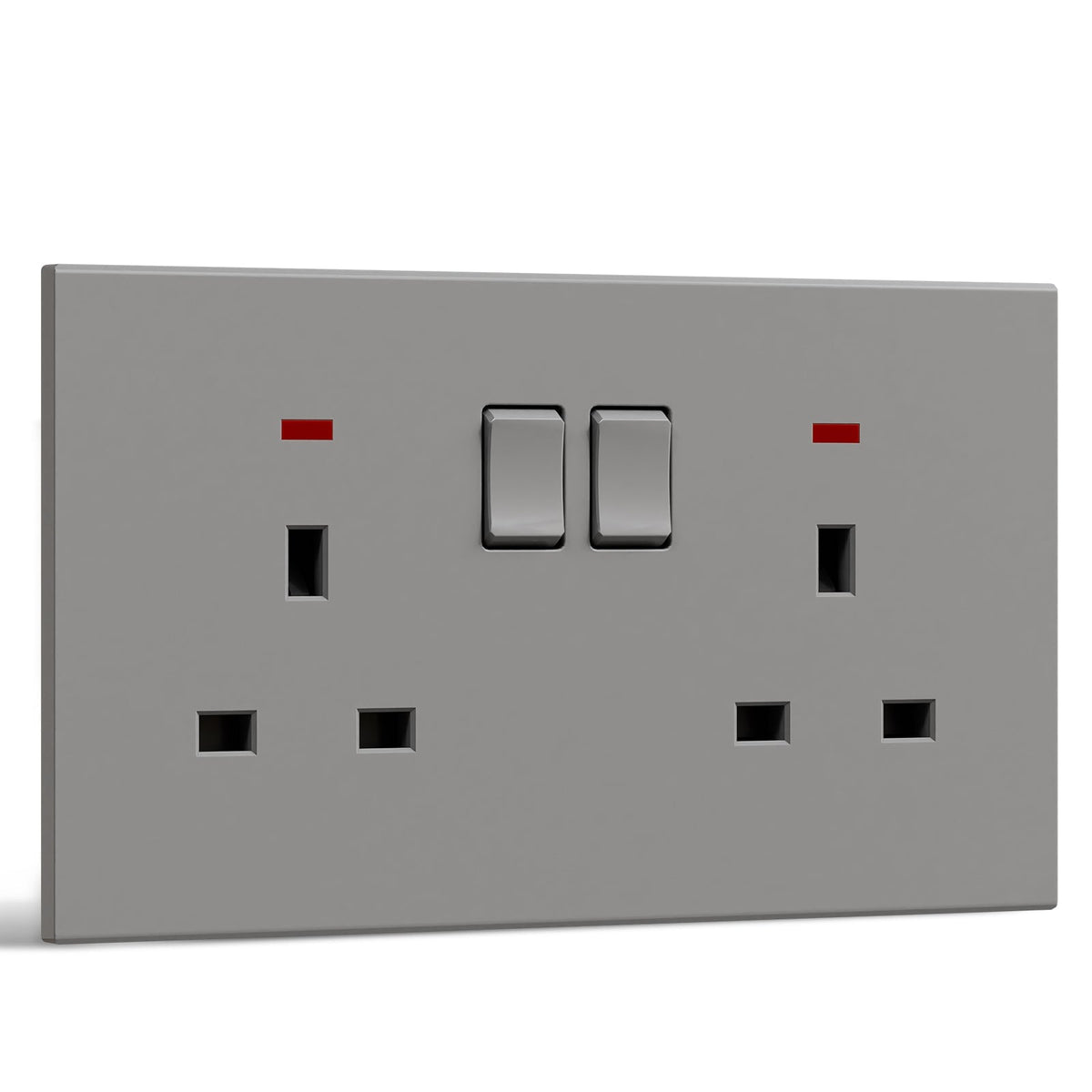 BSEED UK Standard 13A Socket Glossy plastic panel socket for home renovation switched socket for appliances Power Outlets & Sockets Bseedswitch grey 1 PCS/Pack Double Socket