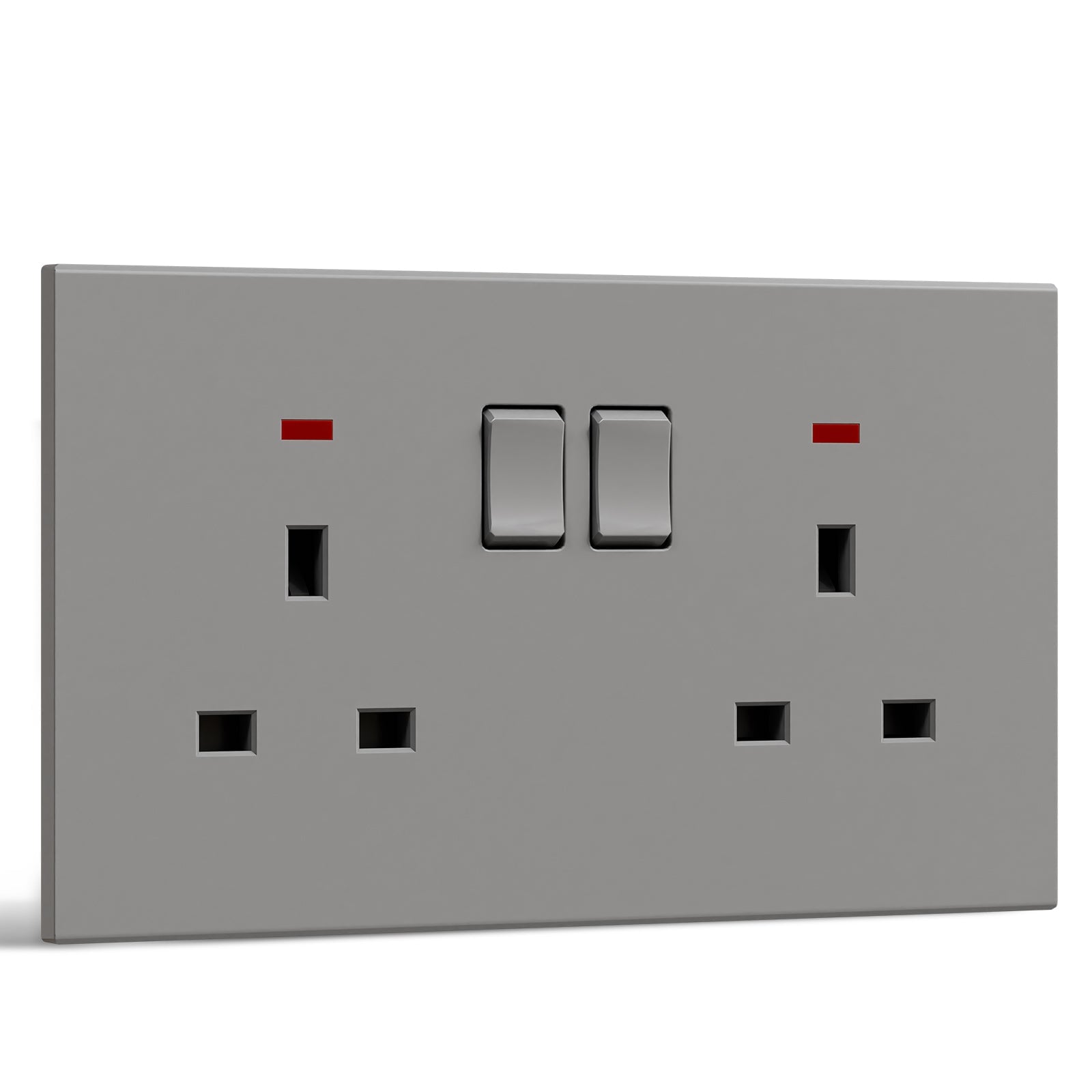 BSEED UK Standard 13A Socket Glossy plastic panel socket for home renovation switched socket for appliances Power Outlets & Sockets Bseedswitch grey 1 PCS/Pack Double Socket