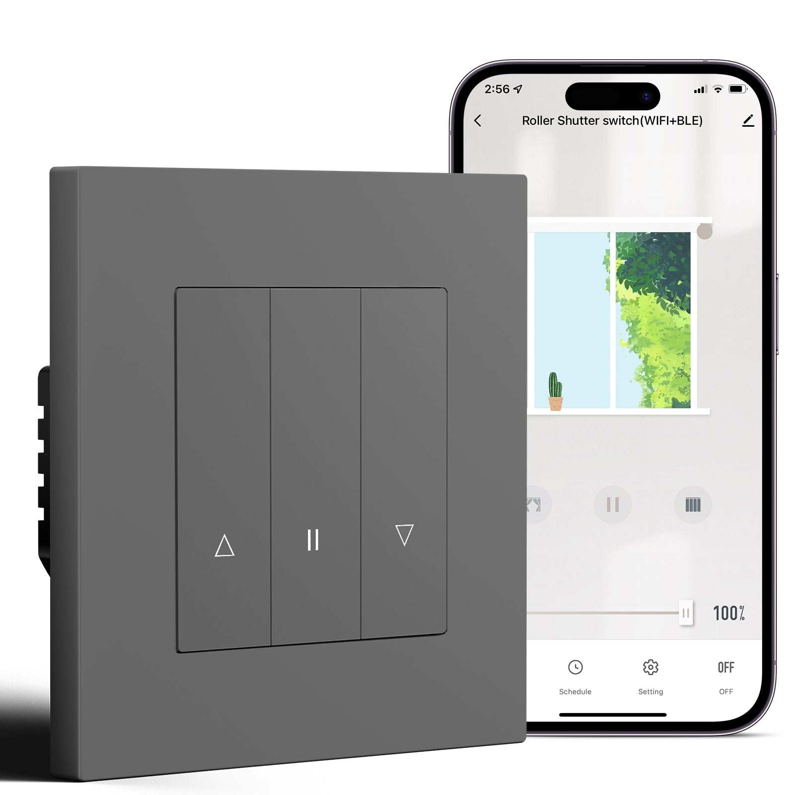 Bseed Echo Smart Wifi Roller Shutter Switch Work with Tuya Alex Google Assistant Blind Switch With Plastics Panel Shutters Bseedswitch Grey 