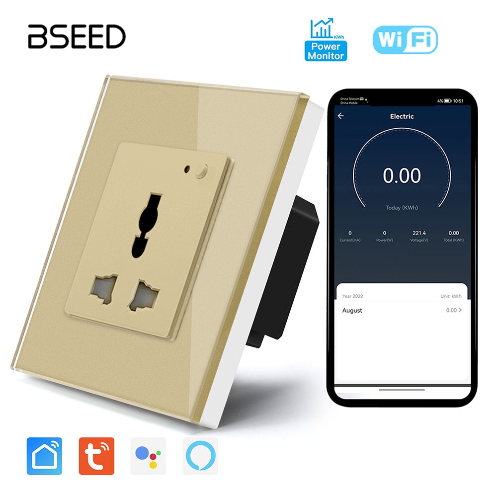 BSEED Smart WiFi Multi-Function Wall Sockets with Energy monitoring ...