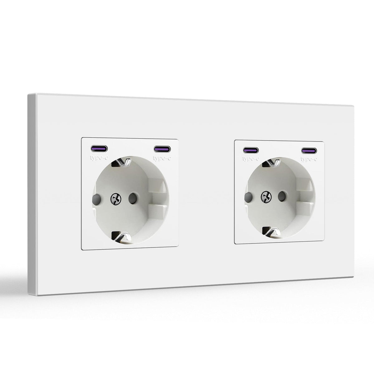 BSEED EU sockets with 20W Double Type-C Interface Outlet Wall Socket Plastic Panel Power Outlets & Sockets Bseedswitch White Double 