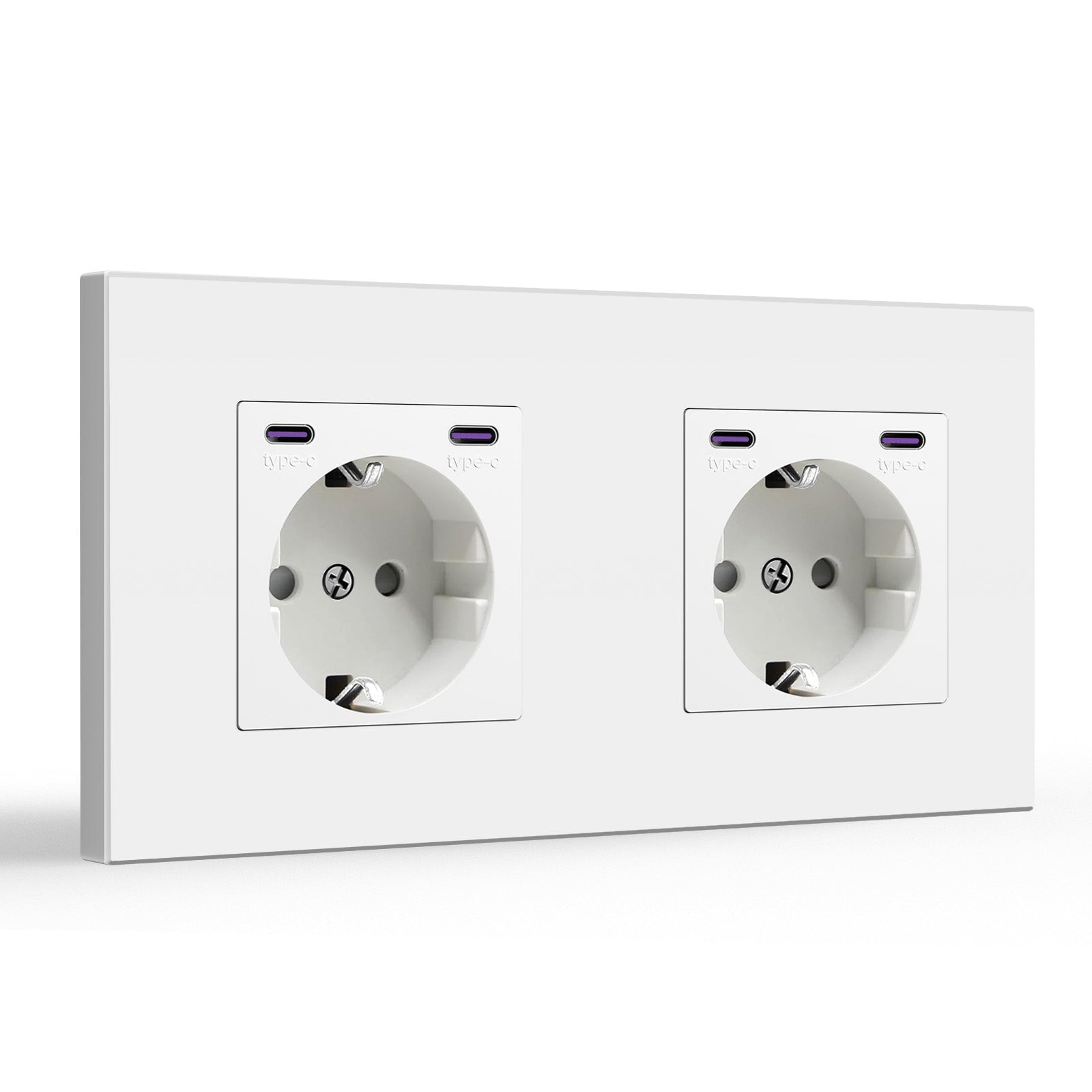 BSEED EU sockets with 20W Double Type-C Interface Outlet Wall Socket Plastic Panel Power Outlets & Sockets Bseedswitch White Double 