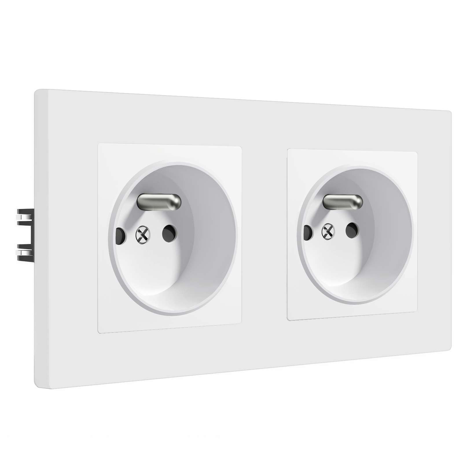 Tomadas de Parede BSEED Heritage Series França com Tecnologia de Garra Tomadas de Corrente 16A e Tomadas Bseedswitch Duplo Plástico Branco