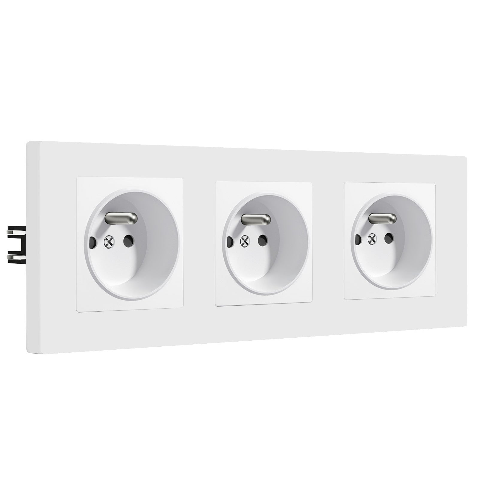 Tomadas de Parede BSEED Heritage Series França com Tecnologia de Garra Tomadas de Alimentação e Tomadas 16A BSEEDswitch Plástico Branco Triplo