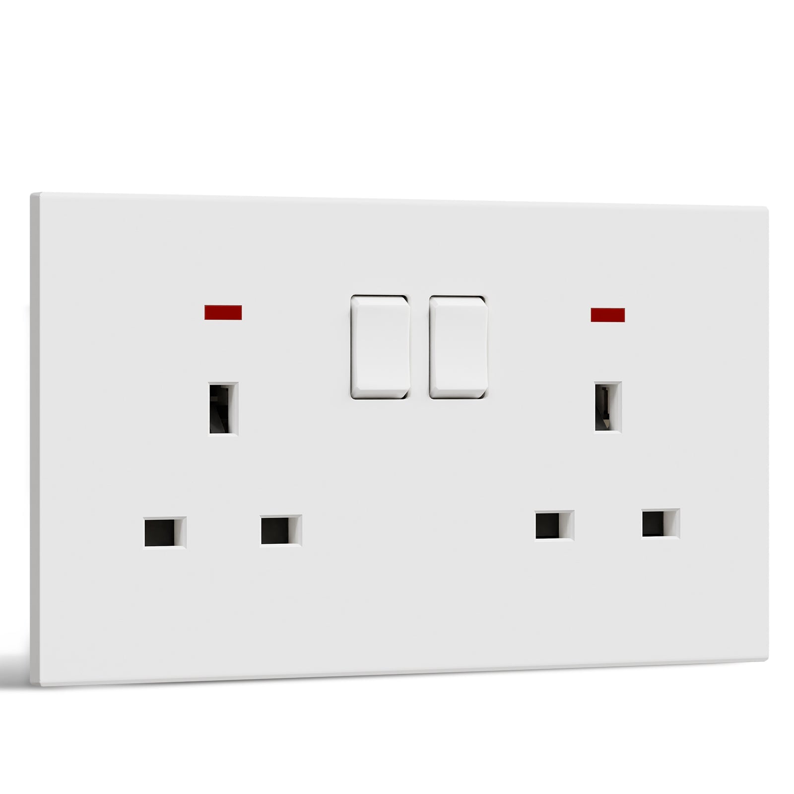 BSEED UK Standard 13A Socket Glossy plastic panel socket for home renovation switched socket for appliances Power Outlets & Sockets Bseedswitch white 1 PCS/Pack Double Socket