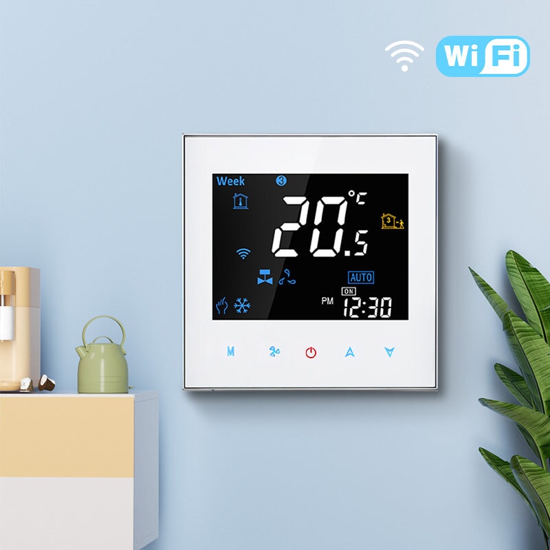 WiFi Smart Central Air Conditioner Temperature Controller Home Automation Kits Bseedswitch White 2 Pipe 3 Speed 