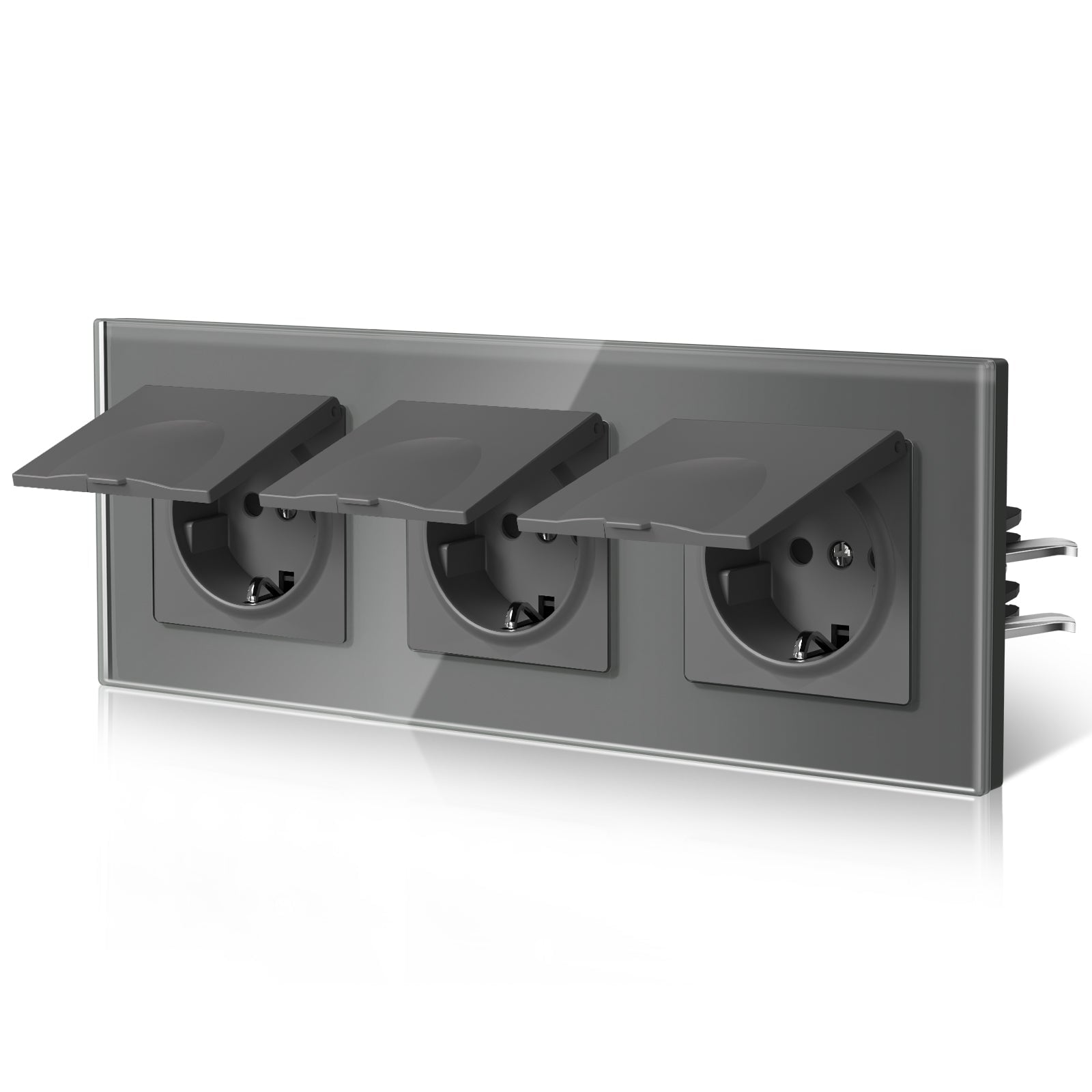 BSEED Heritage Series EU Wall Sockets With Cover Waterproof Electric Socket with Claw Technology 16A Socket Work With Type E Plug Power Outlets & Sockets Bseedswitch Grey Triple 