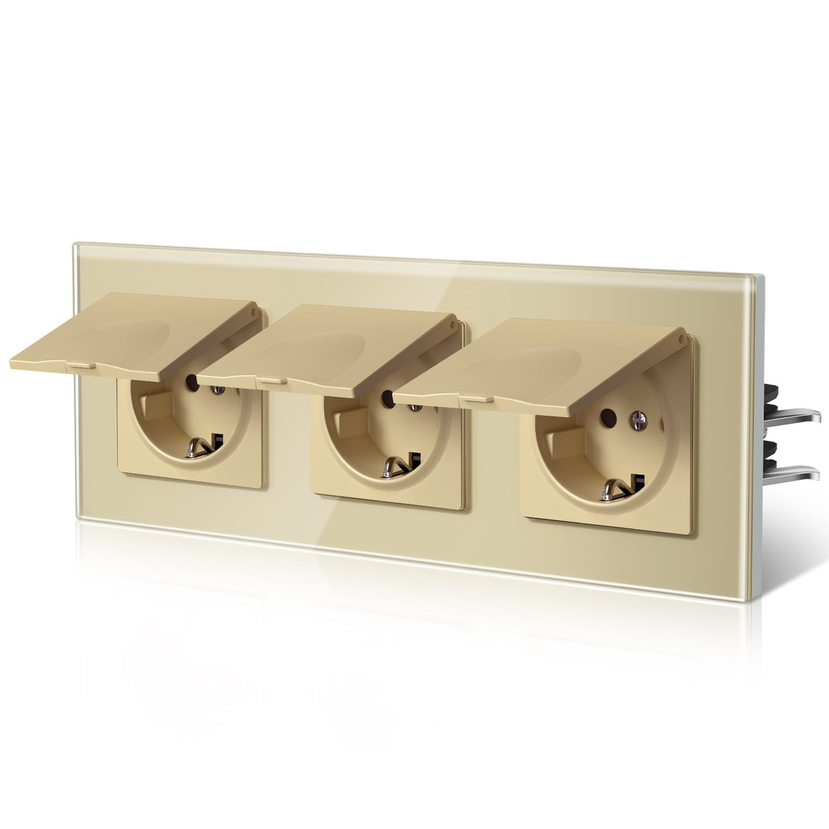 BSEED Heritage Series EU Wall Sockets With Cover Waterproof Electric Socket with Claw Technology 16A Socket Work With Type E Plug Power Outlets & Sockets Bseedswitch Gold Triple 