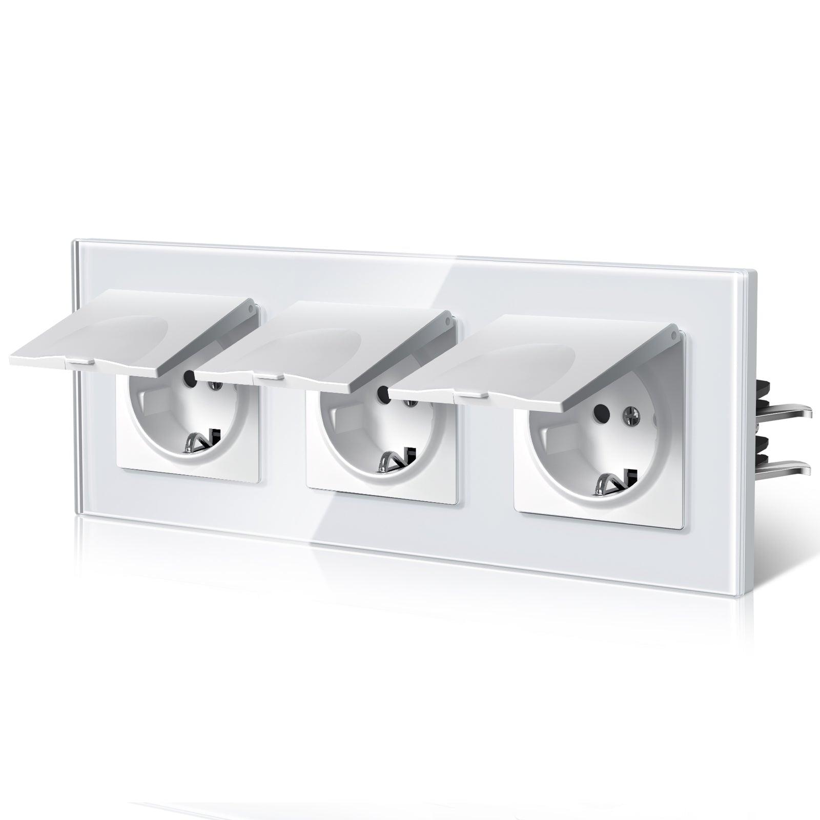 BSEED Heritage Series EU Wall Sockets With Cover Waterproof Electric Socket with Claw Technology 16A Socket Work With Type E Plug Power Outlets & Sockets Bseedswitch White Triple 