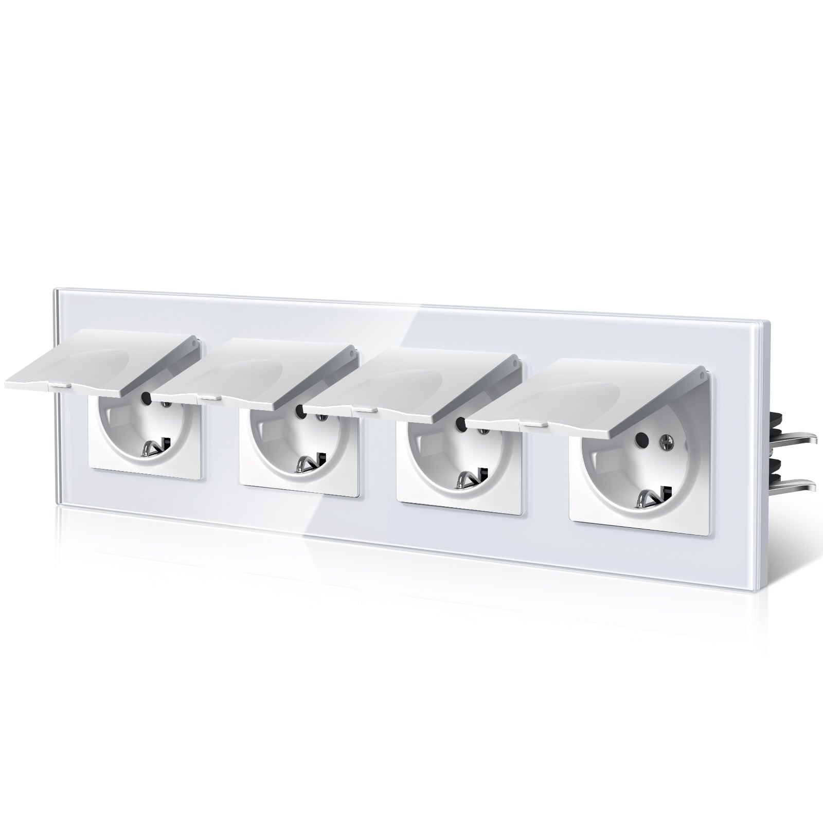 BSEED Heritage Series EU Wall Sockets With Cover Waterproof Electric Socket with Claw Technology 16A Socket Work With Type E Plug Power Outlets & Sockets Bseedswitch White Quadruplet 