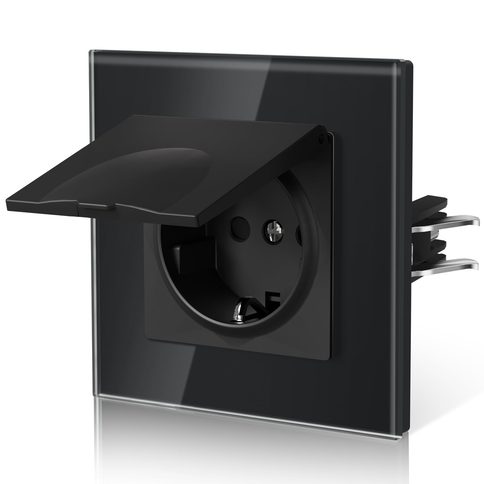 BSEED Heritage Series EU Wall Sockets With Cover Waterproof Electric Socket with Claw Technology 16A Socket Work With Type E Plug Power Outlets & Sockets Bseedswitch Black Single 