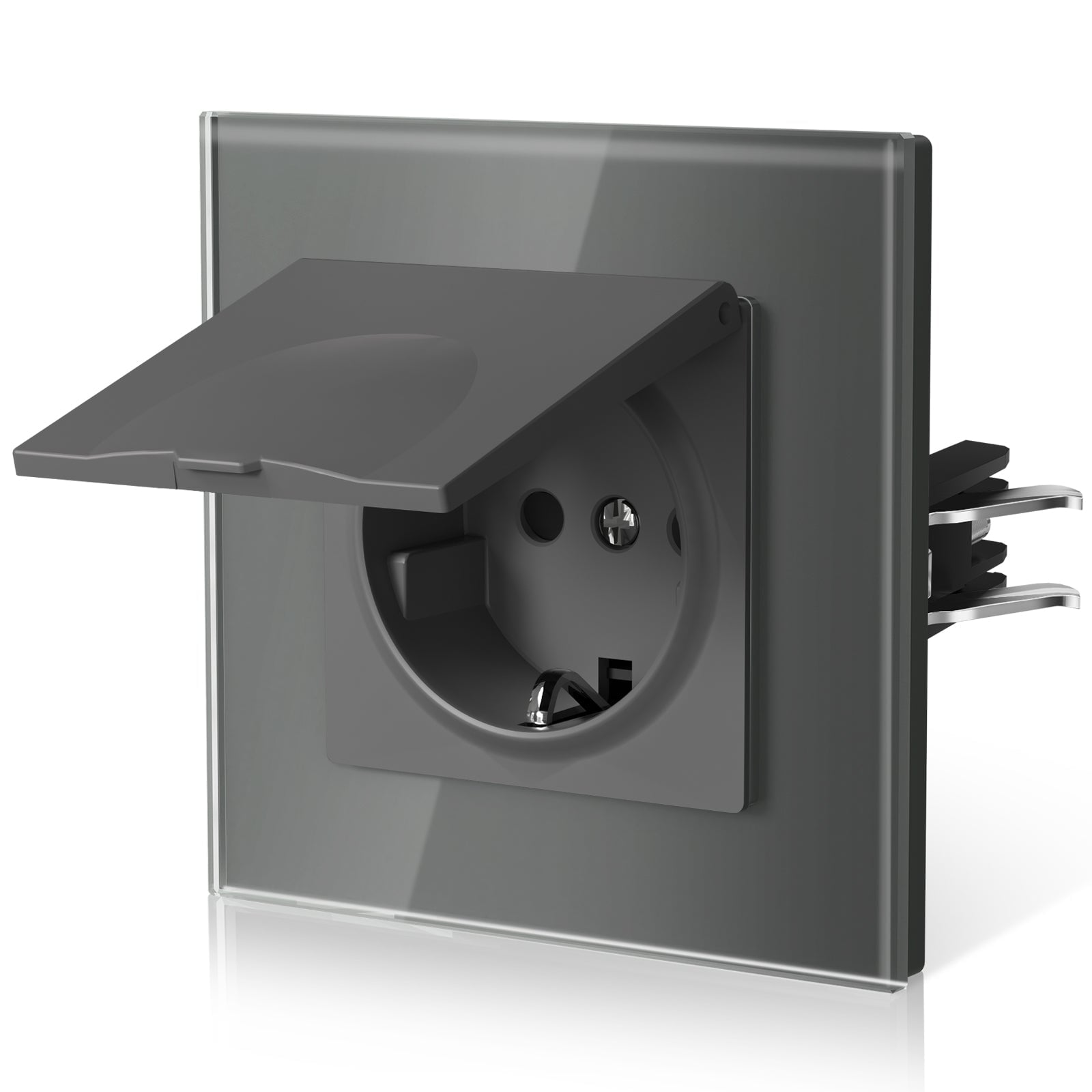 BSEED Heritage Series EU Wall Sockets With Cover Waterproof Electric Socket with Claw Technology 16A Socket Work With Type E Plug Power Outlets & Sockets Bseedswitch Grey Single 