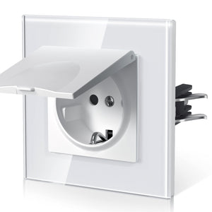 BSEED Heritage Series EU Wall Sockets With Cover Waterproof Electric Socket with Claw Technology 16A Socket Work With Type E Plug Power Outlets & Sockets Bseedswitch White Single 