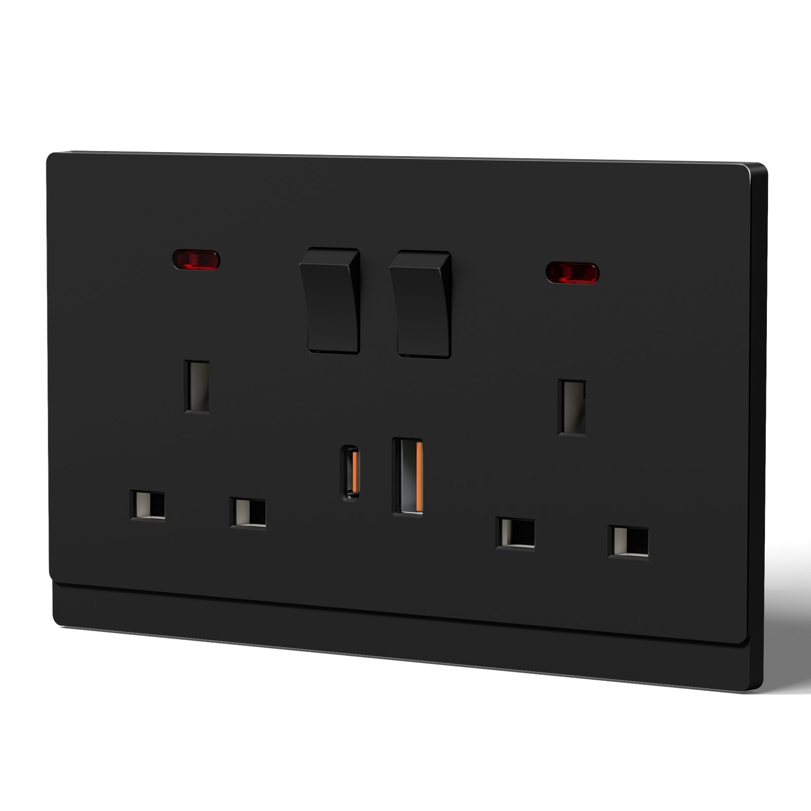 BSEED G16 Series UK Standard 13A Socket with 18W USB-C Port Power Outlets & Sockets Bseedswitch black 1 PCS/Pack Double Socket