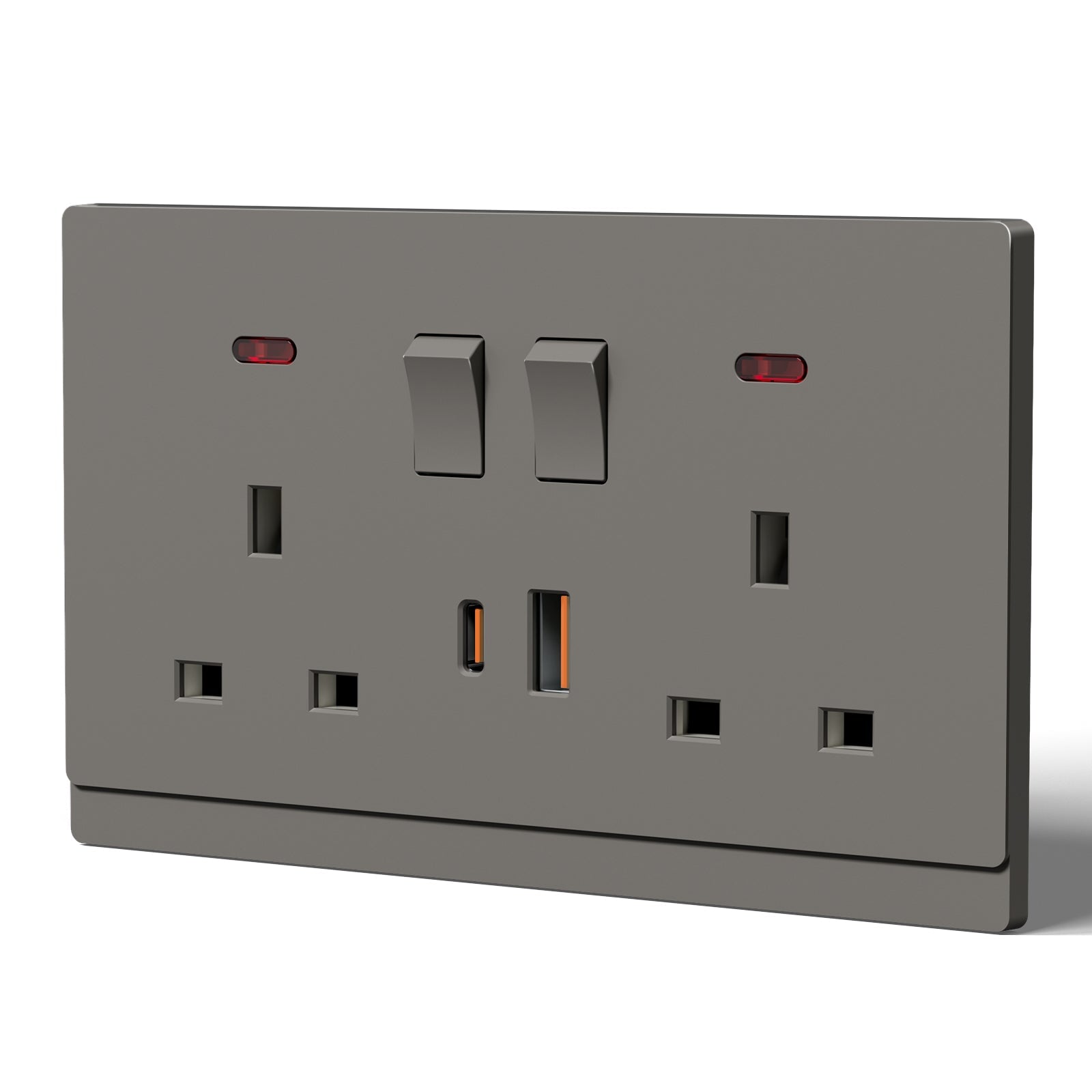 BSEED G16 Series UK Standard 13A Socket with 18W USB-C Port Power Outlets & Sockets Bseedswitch grey 1 PCS/Pack Double Socket