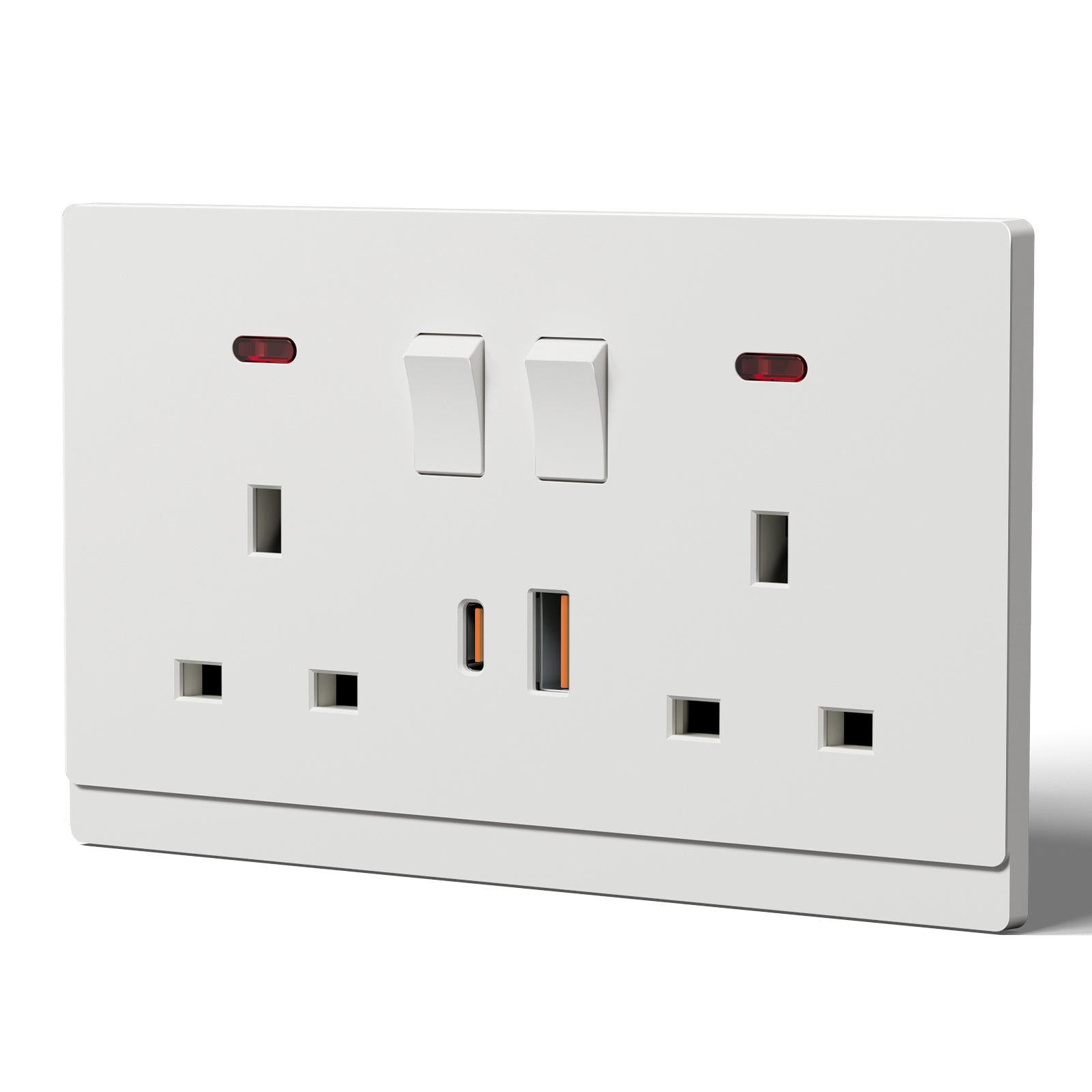 BSEED G16 Series UK Standard 13A Socket with 18W USB-C Port Power Outlets & Sockets Bseedswitch white 1 PCS/Pack Double Socket
