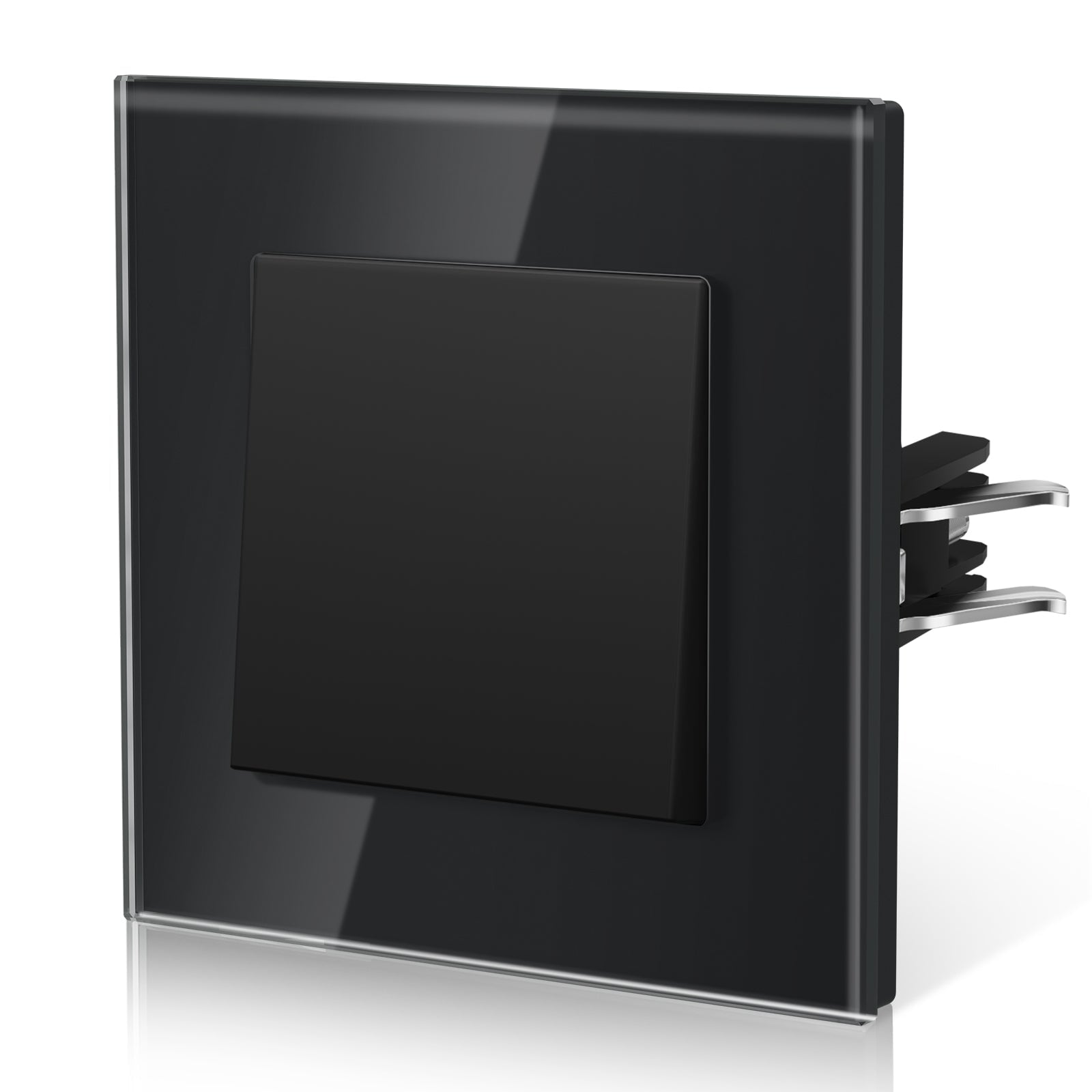 Bseed Echo Series Light Switch Glass Panel With Clamping technology Toggle Switch Light Switches Bseedswitch Black 1 Gang 1 Way