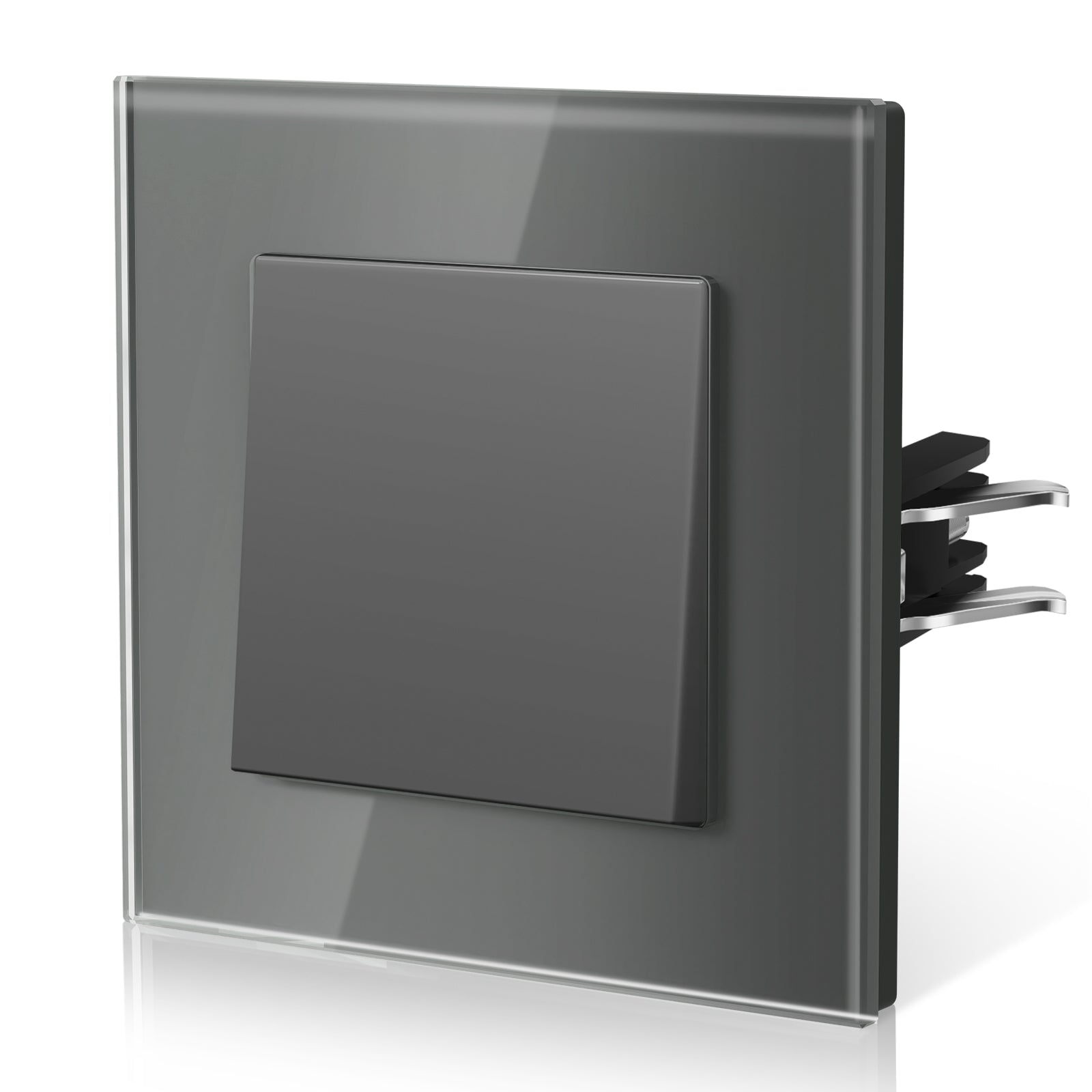 Bseed Echo Series Light Switch Glass Panel With Clamping technology Toggle Switch Light Switches Bseedswitch Grey 1 Gang 1 Way