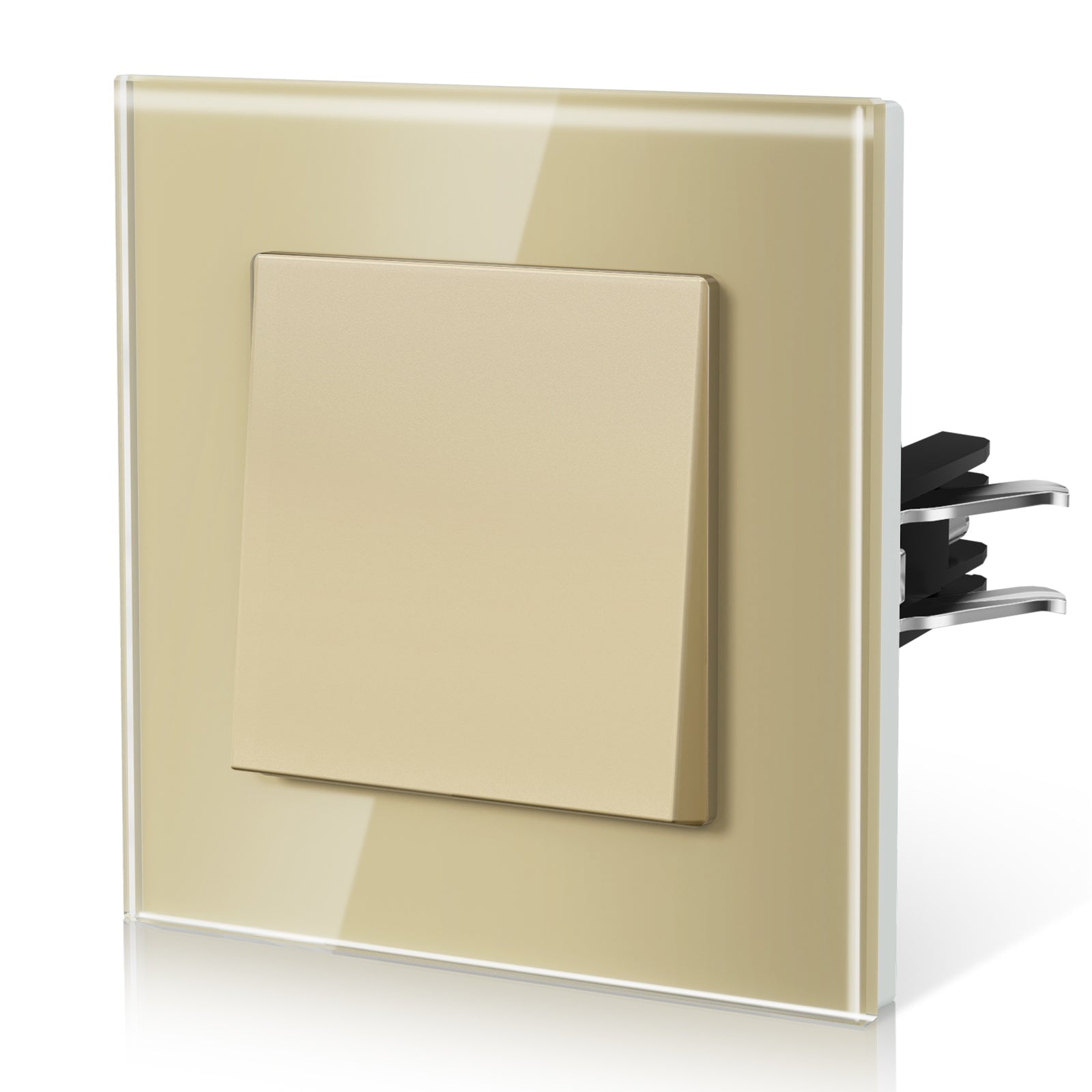Bseed Echo Series Light Switch Glass Panel With Clamping technology Toggle Switch Light Switches Bseedswitch Gold 1 Gang 1 Way