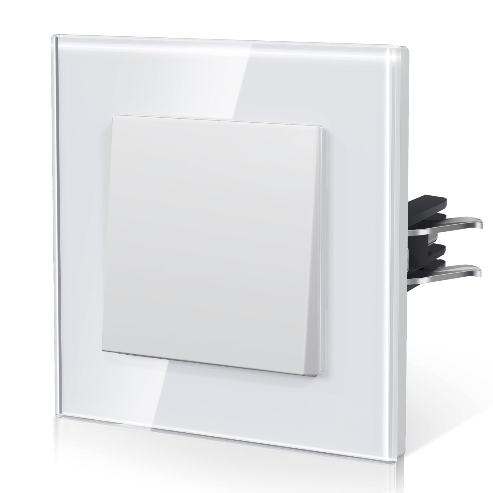 Bseed Echo Series Light Switch Glass Panel With Clamping technology Toggle Switch Light Switches Bseedswitch White 1 Gang 1 Way