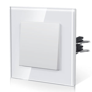 Bseed Echo Series Light Switch Glass Panel With Clamping technology Toggle Switch Light Switches Bseedswitch White 1 Gang 1 Way