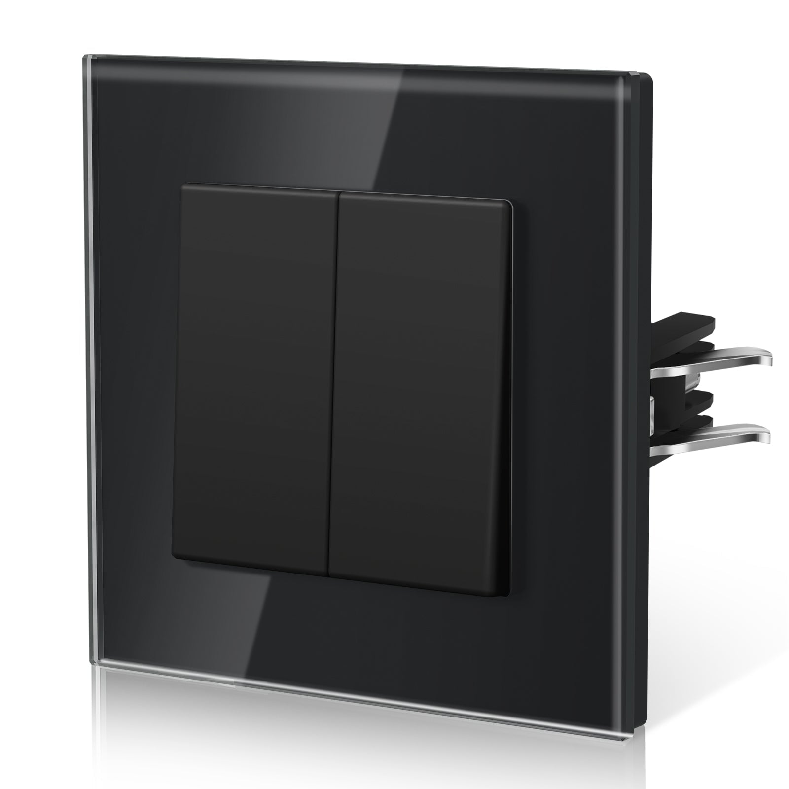 Bseed Echo Series Light Switch Glass Panel With Clamping technology Toggle Switch Light Switches Bseedswitch Black 2 Gang 1 Way