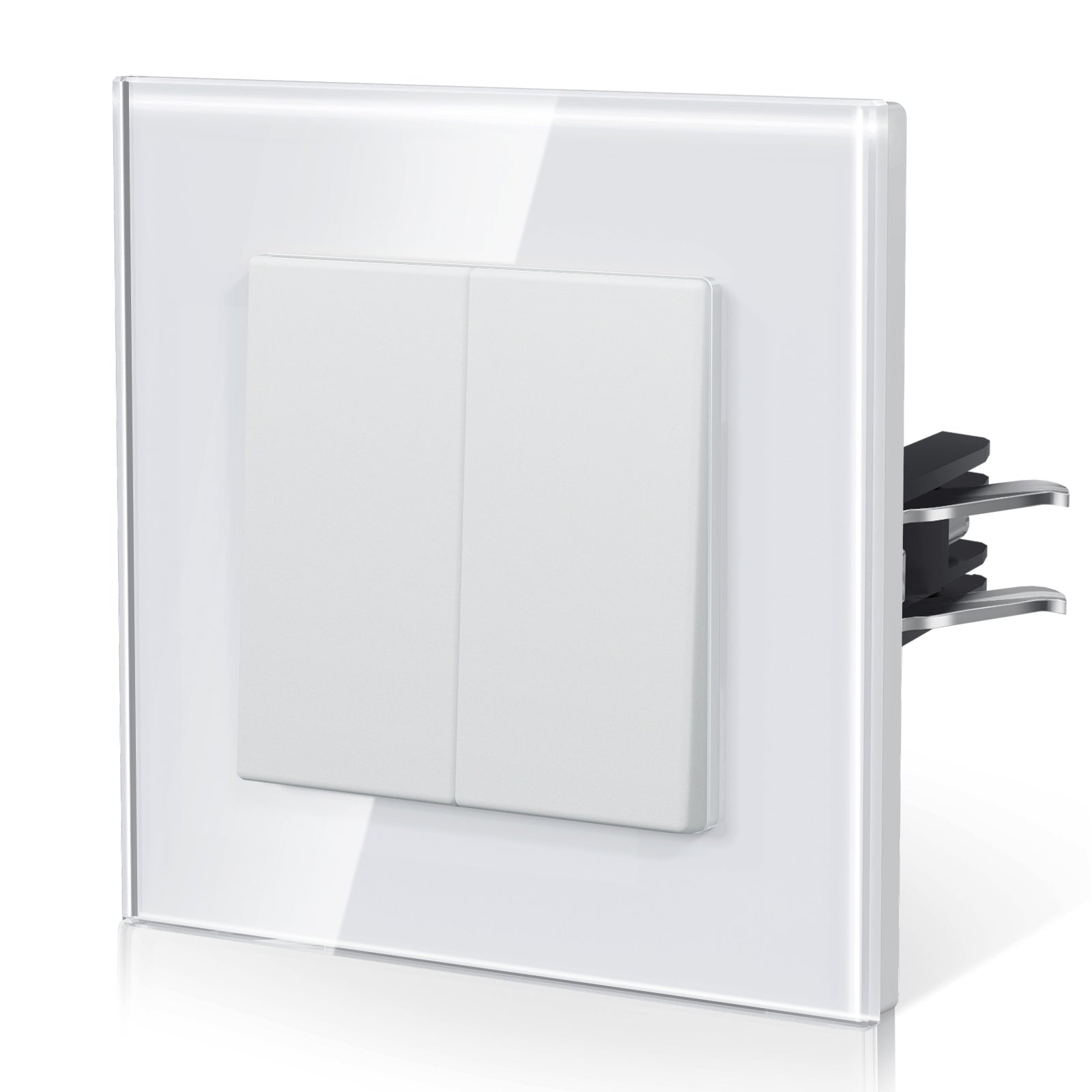 Bseed Echo Series Light Switch Glass Panel With Clamping technology Toggle Switch Light Switches Bseedswitch White 2 Gang 1 Way