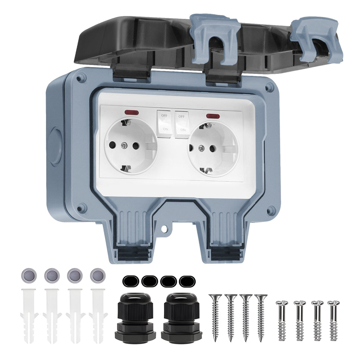 Bseed Waterproof Socket EU Standard Socket Outdoor Socket IP66 Socket Power Outlets & Sockets Bseedswitch 2 Socket 