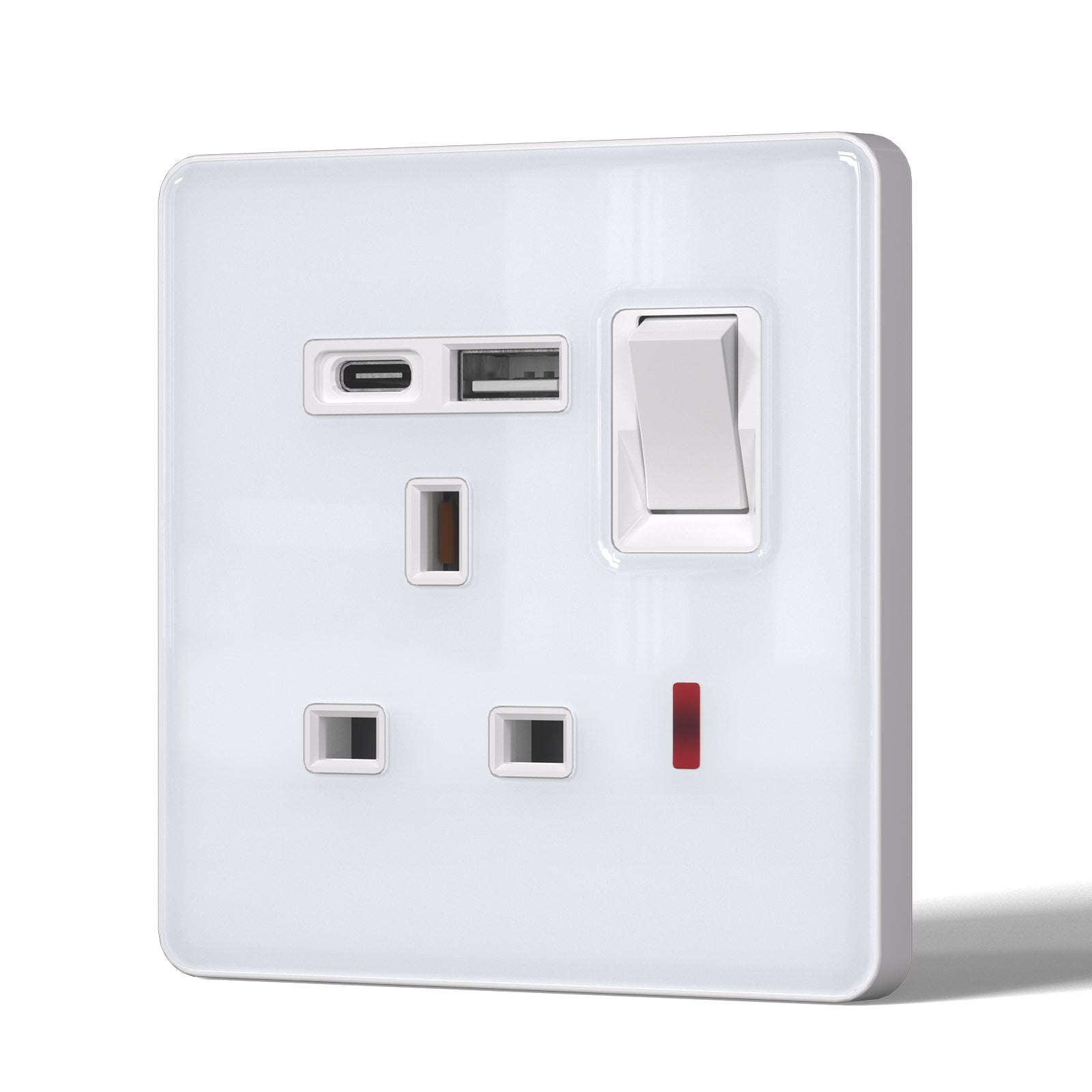 BSEED UK Standard 13A Socket with USB-C Port Electrical switch sockets for G-type plugs Power Outlets & Sockets Bseedswitch white 1 PCS/Pack Single Scoket